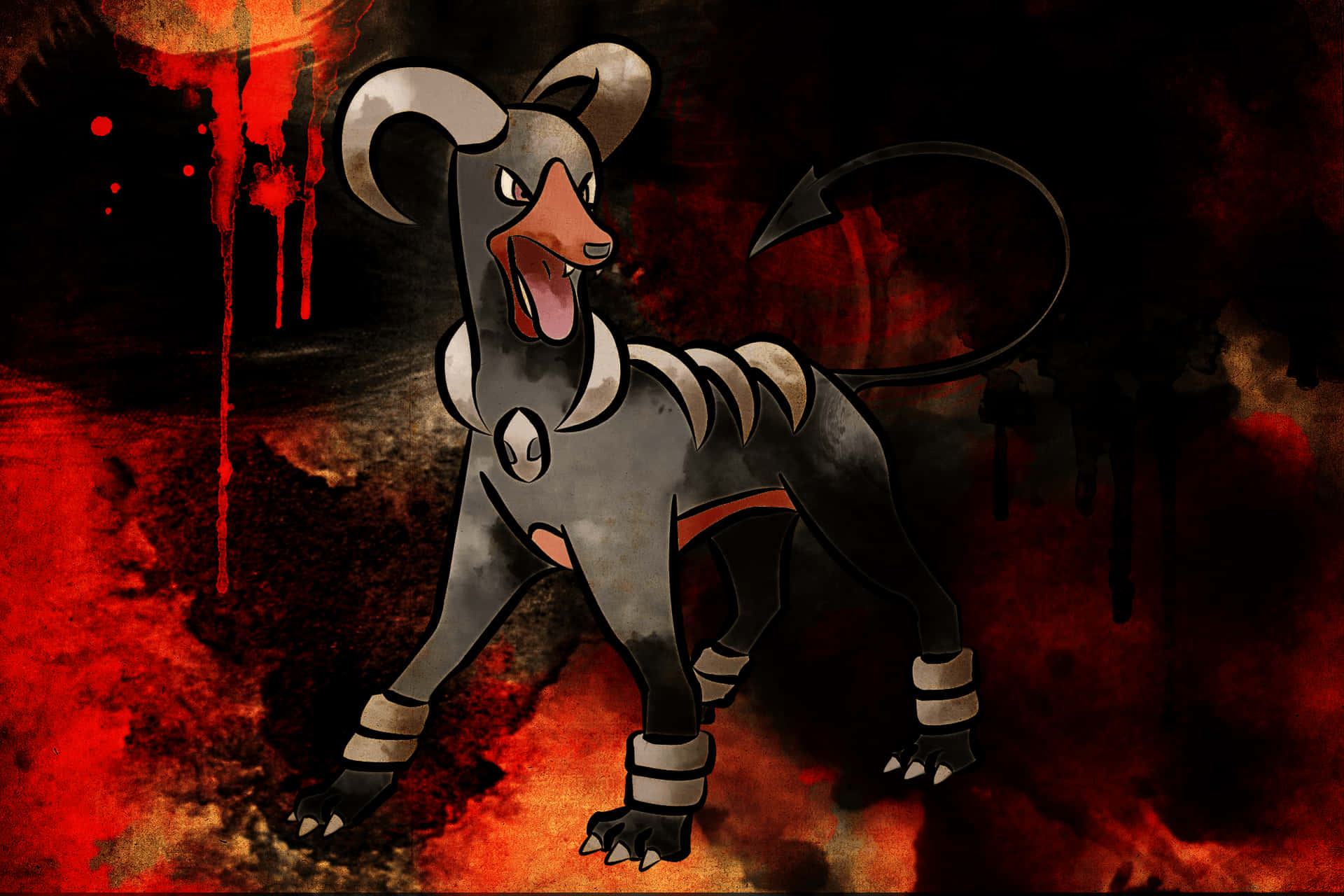 Majestic Houndour In A Dynamic Pose Background