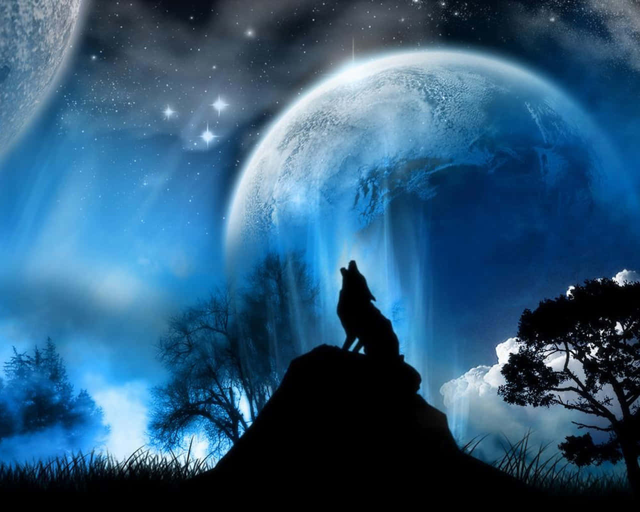 Majestic Howling Wolf Background