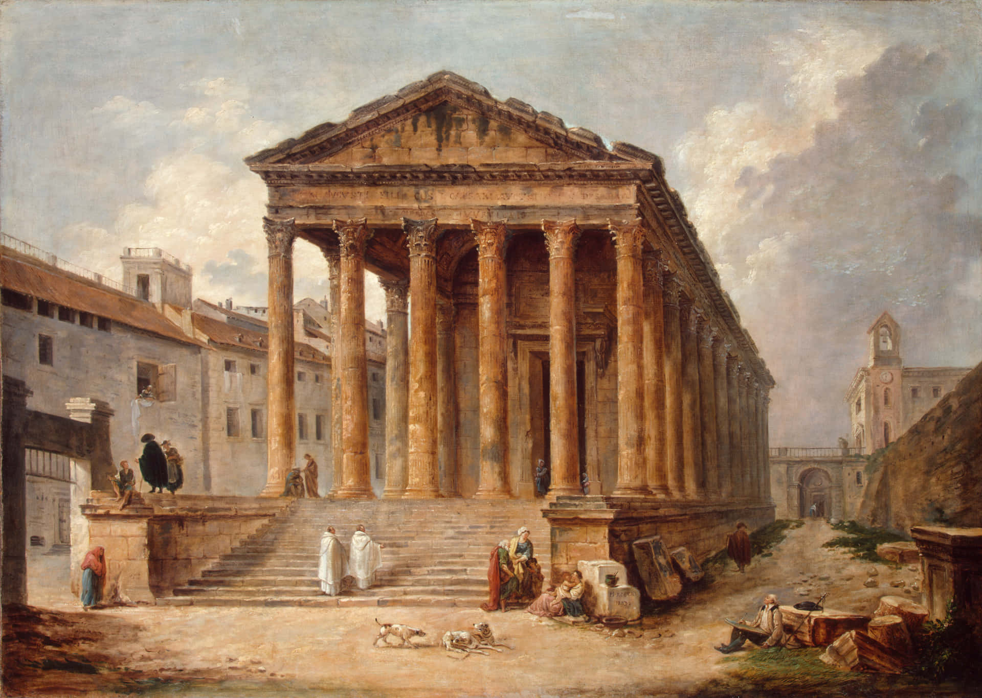 Majestic Illustration Of The Ancient Maison Carrée Background