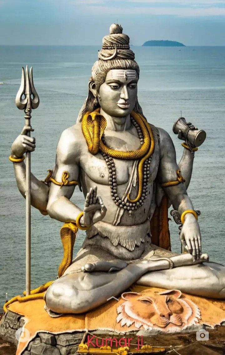 Majestic Image Of Shiv Shankar Near The Ocean In High-definition Background