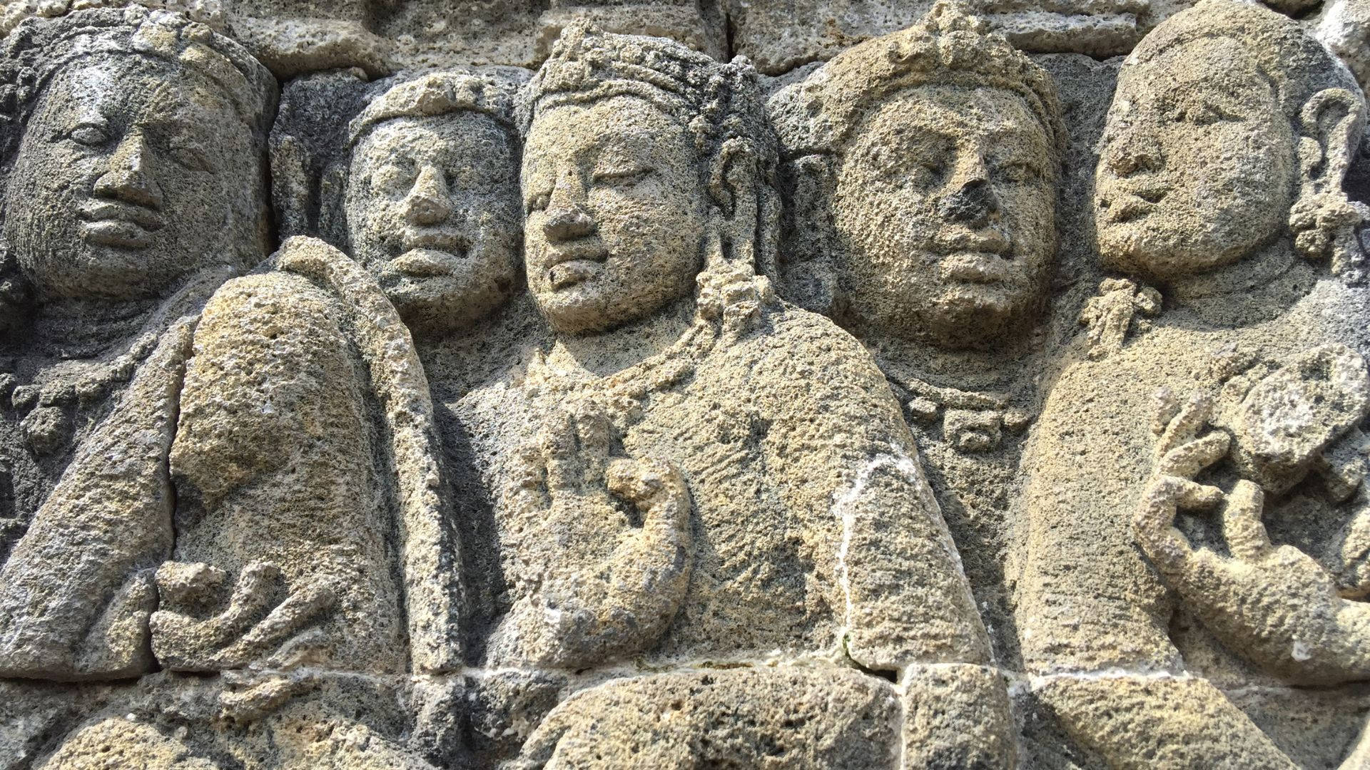 Majestic Inner Wall Of Borobudur Temple Background