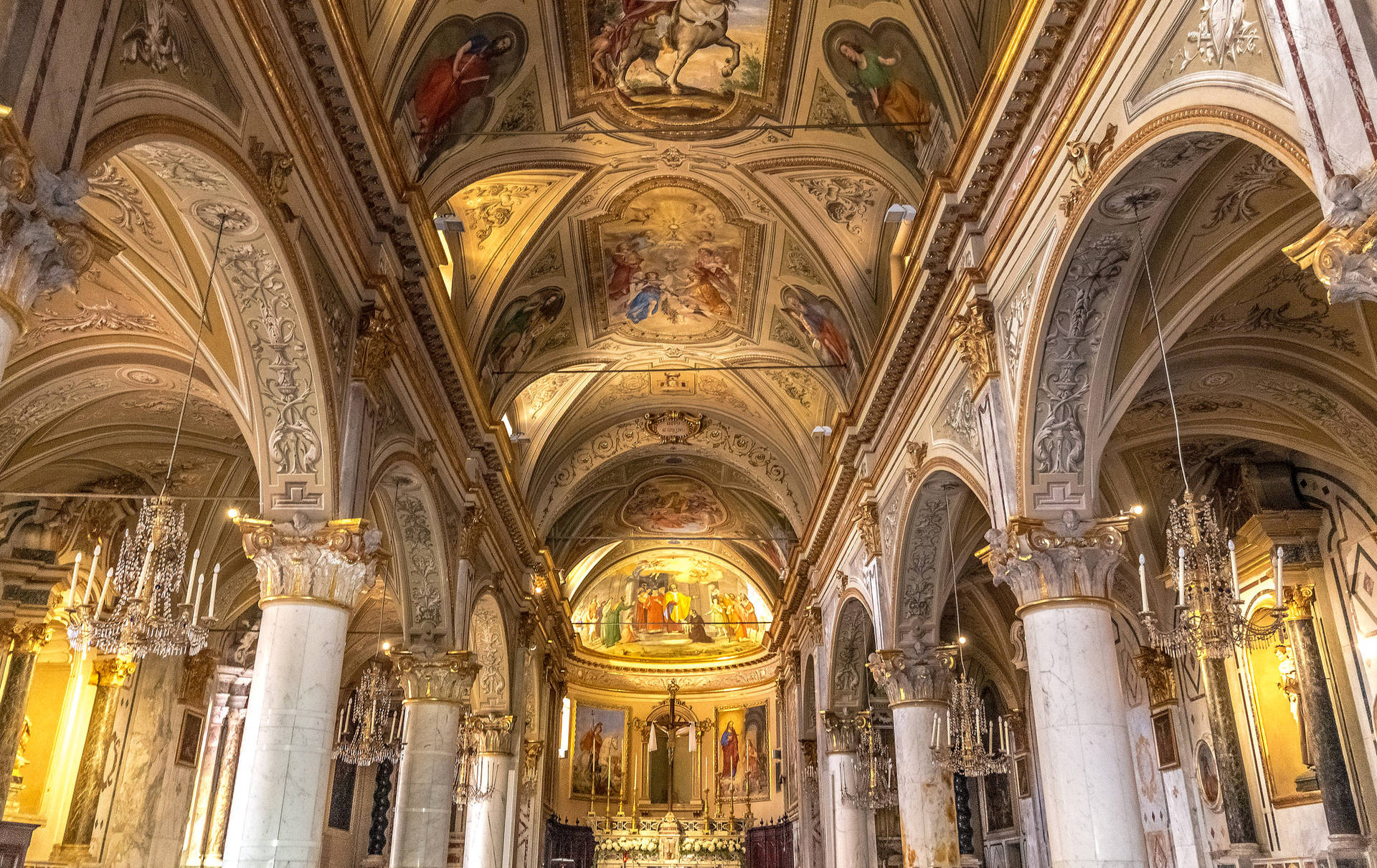 Majestic Interiors Of Basilica Di San Marino Background