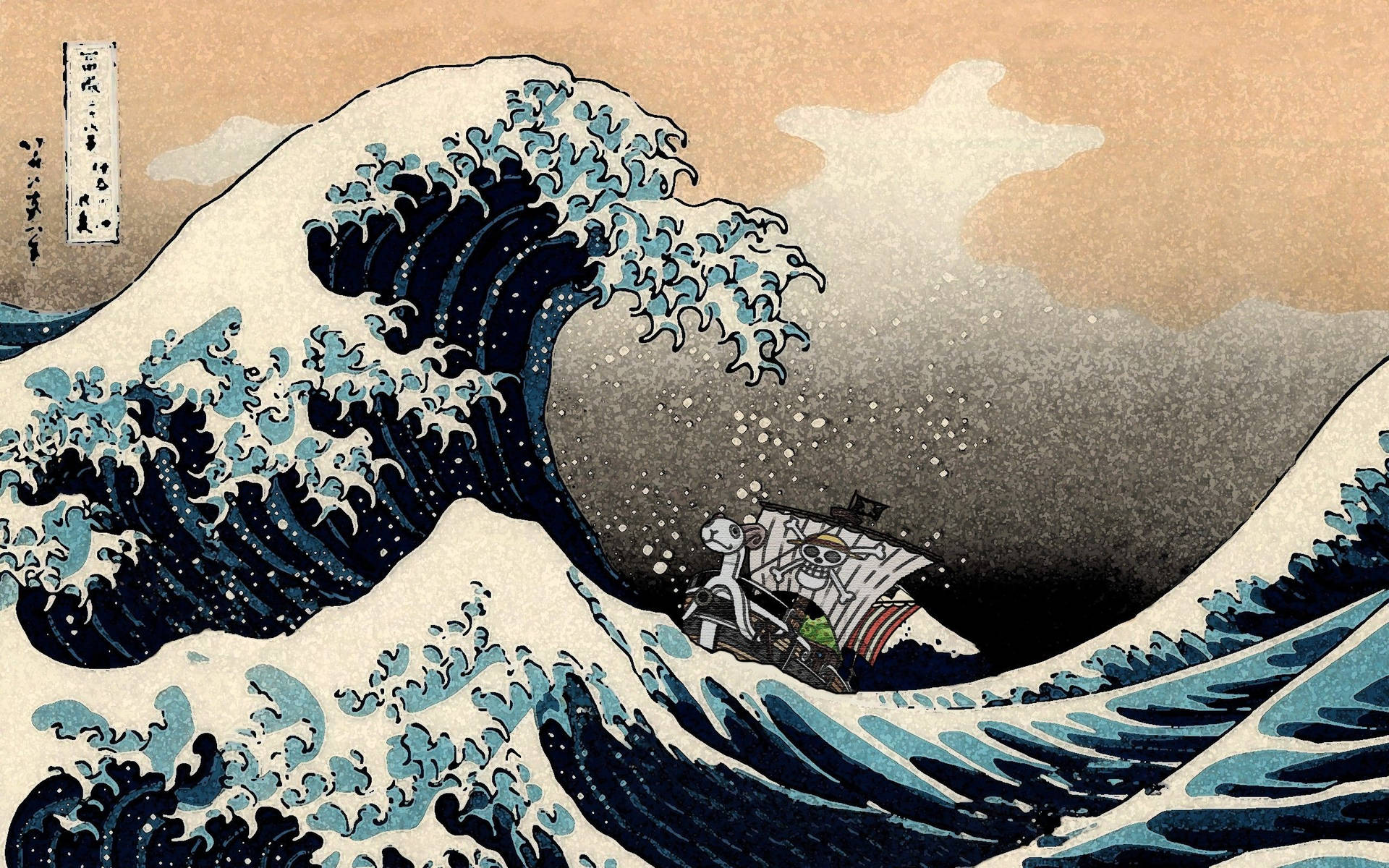Majestic Japanese Wave Carries The Iconic Going Merry Background