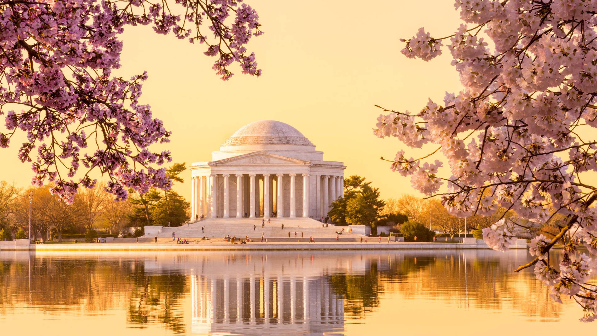 Majestic Jefferson Memorial Under Yellow Sky