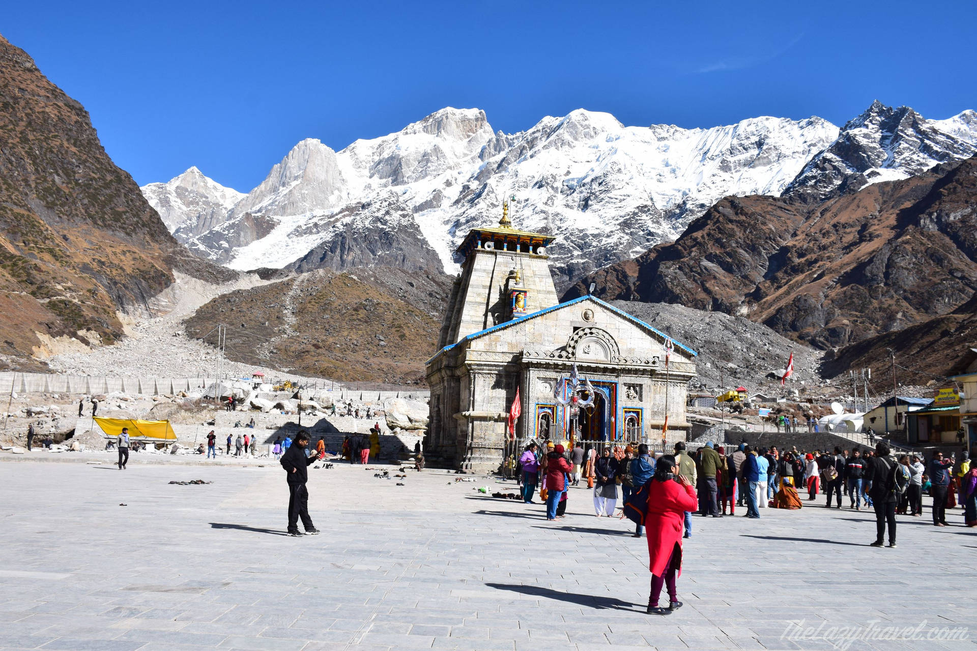 Majestic Kedarnath Temple Nestled Among The 4k Mountains Background