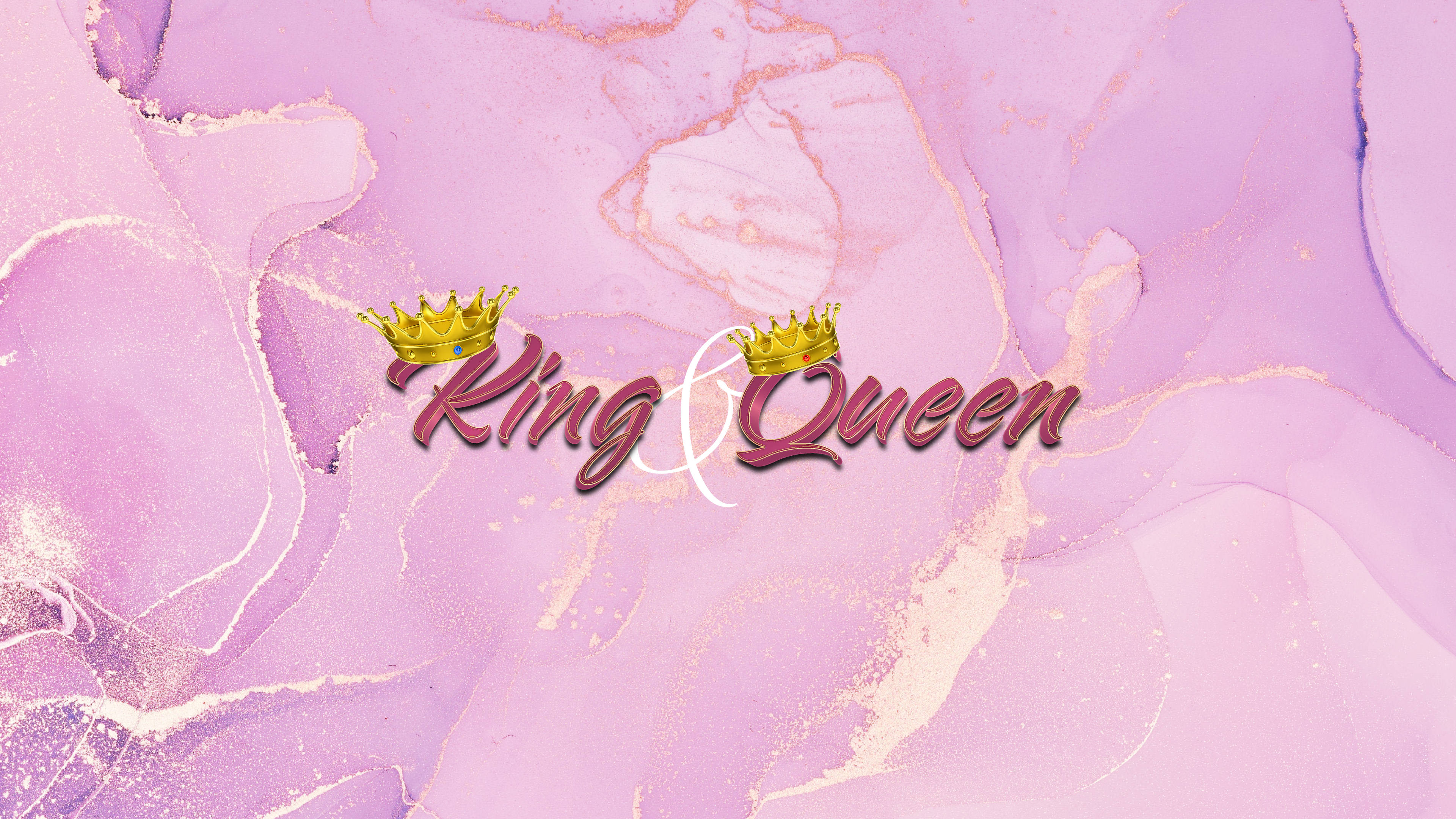 Majestic King And Queen On Purple Marble Background