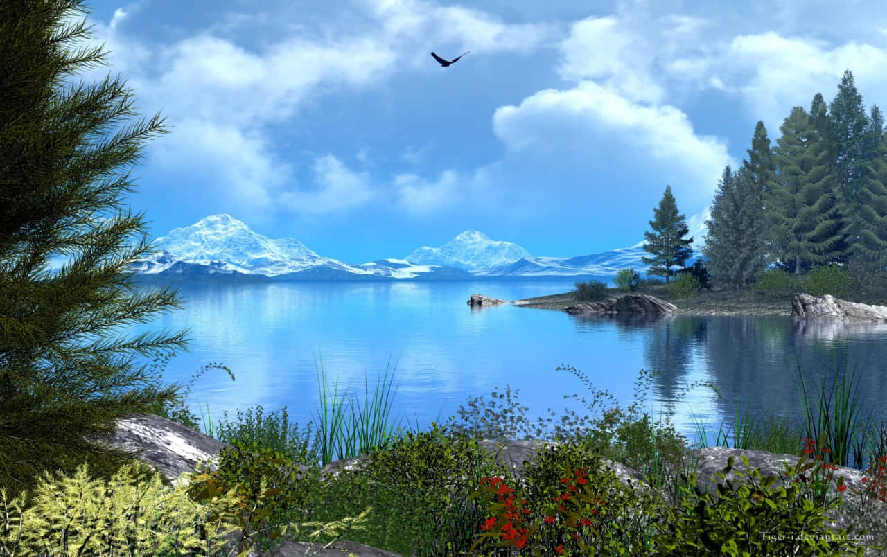 Majestic Lake View Background