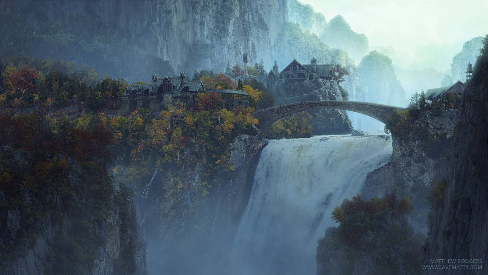 Majestic Landscape Of Rivendell In Lord Of The Rings Background