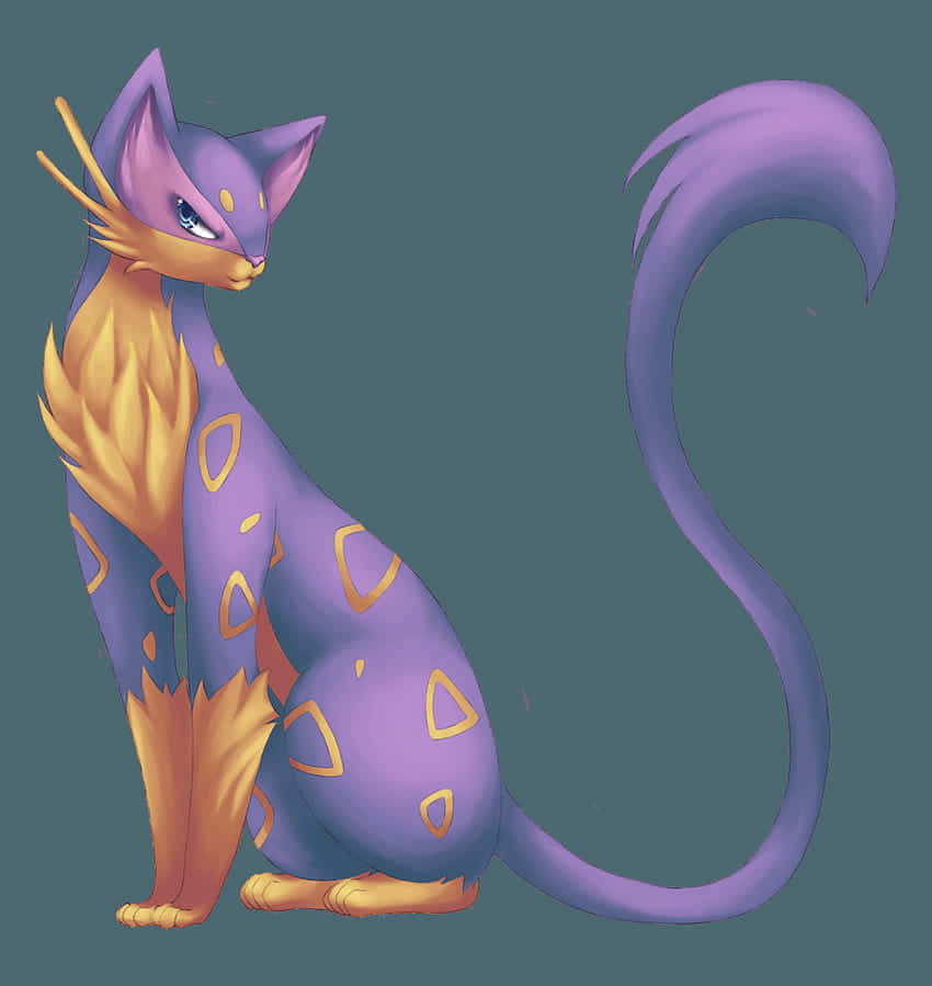 Majestic Liepard Posing On Vibrant Teal Background Background