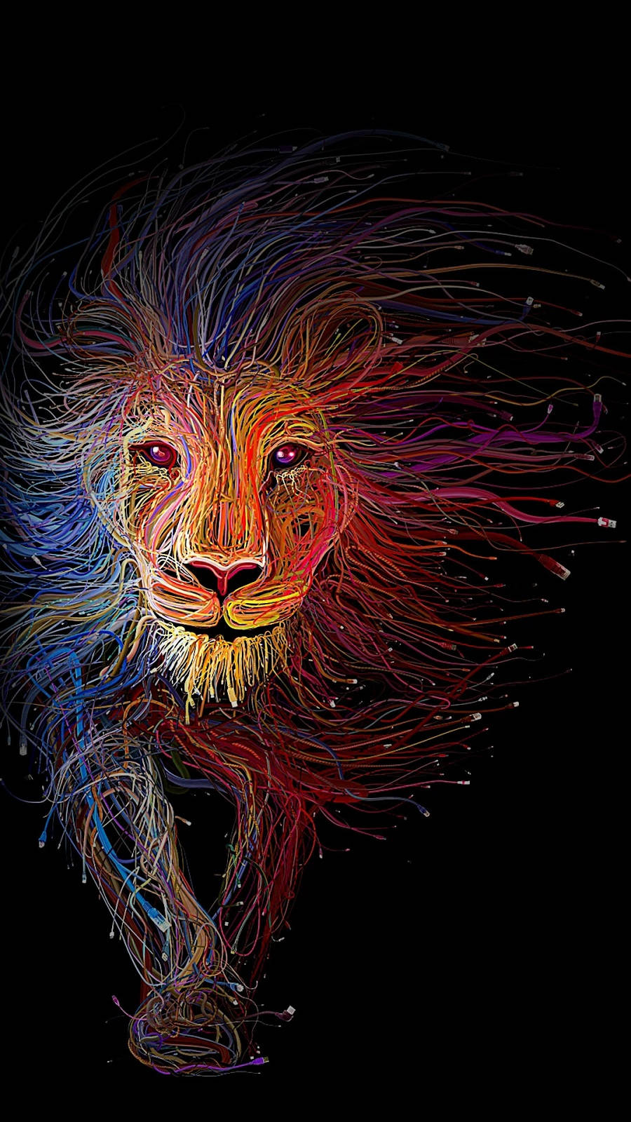 Majestic Lion Of Lyon: Artistic Cable Sculpture On Infinix Background
