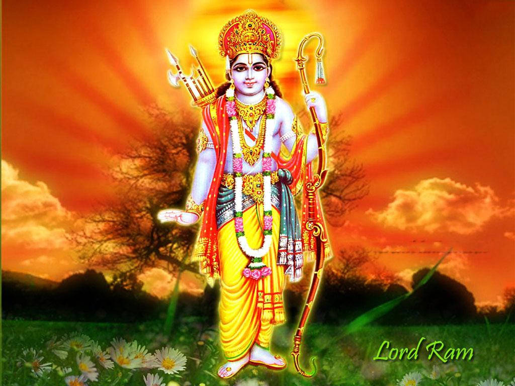Majestic Lord Rama Against The Red Sky
