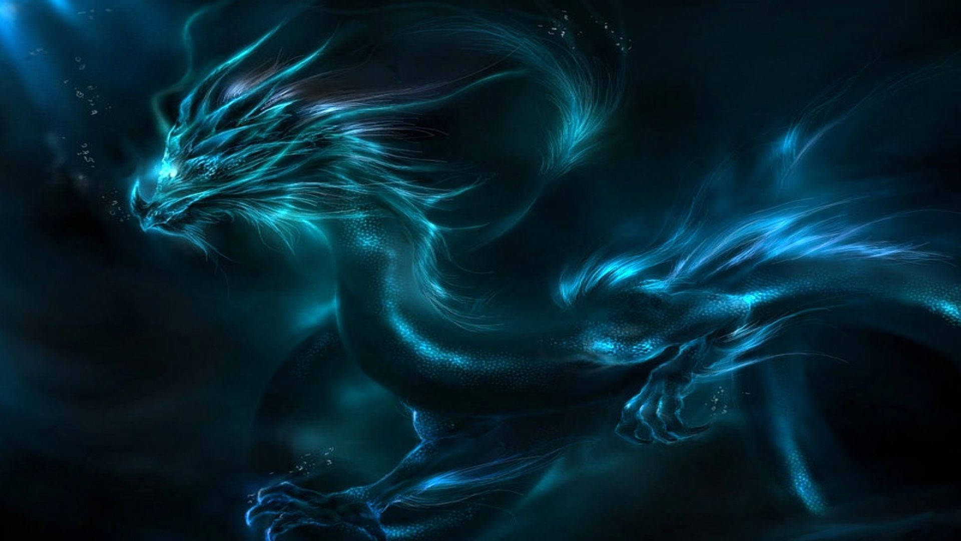 Majestic Luminous Japanese Water Dragon On Pc Wallpaper