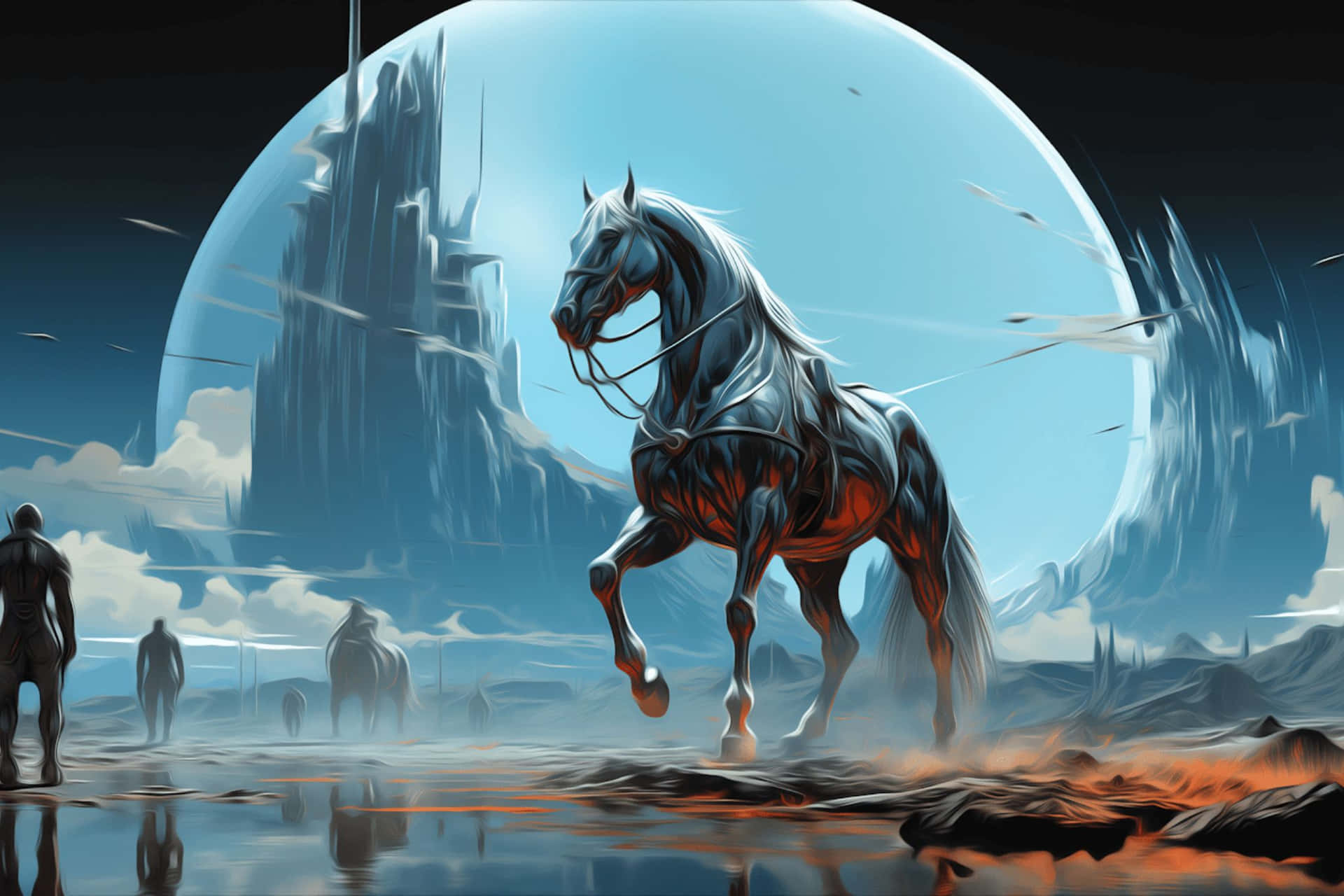 Majestic_ Mechanical_ Steed_ Exoplanet Background
