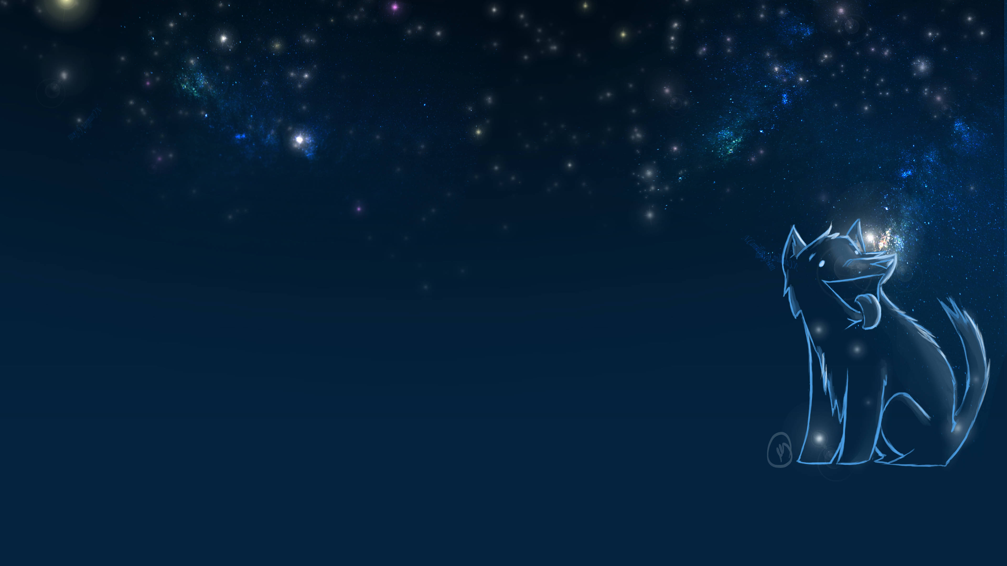 Majestic Midnight Blue Galaxy Wolf Background