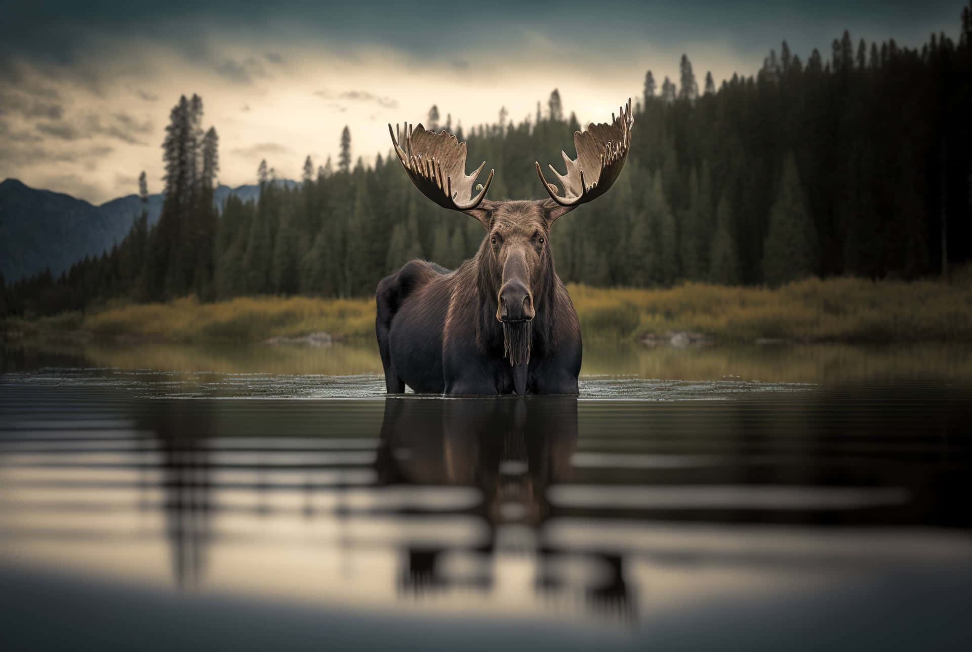 Majestic Moosein Mountain Lake