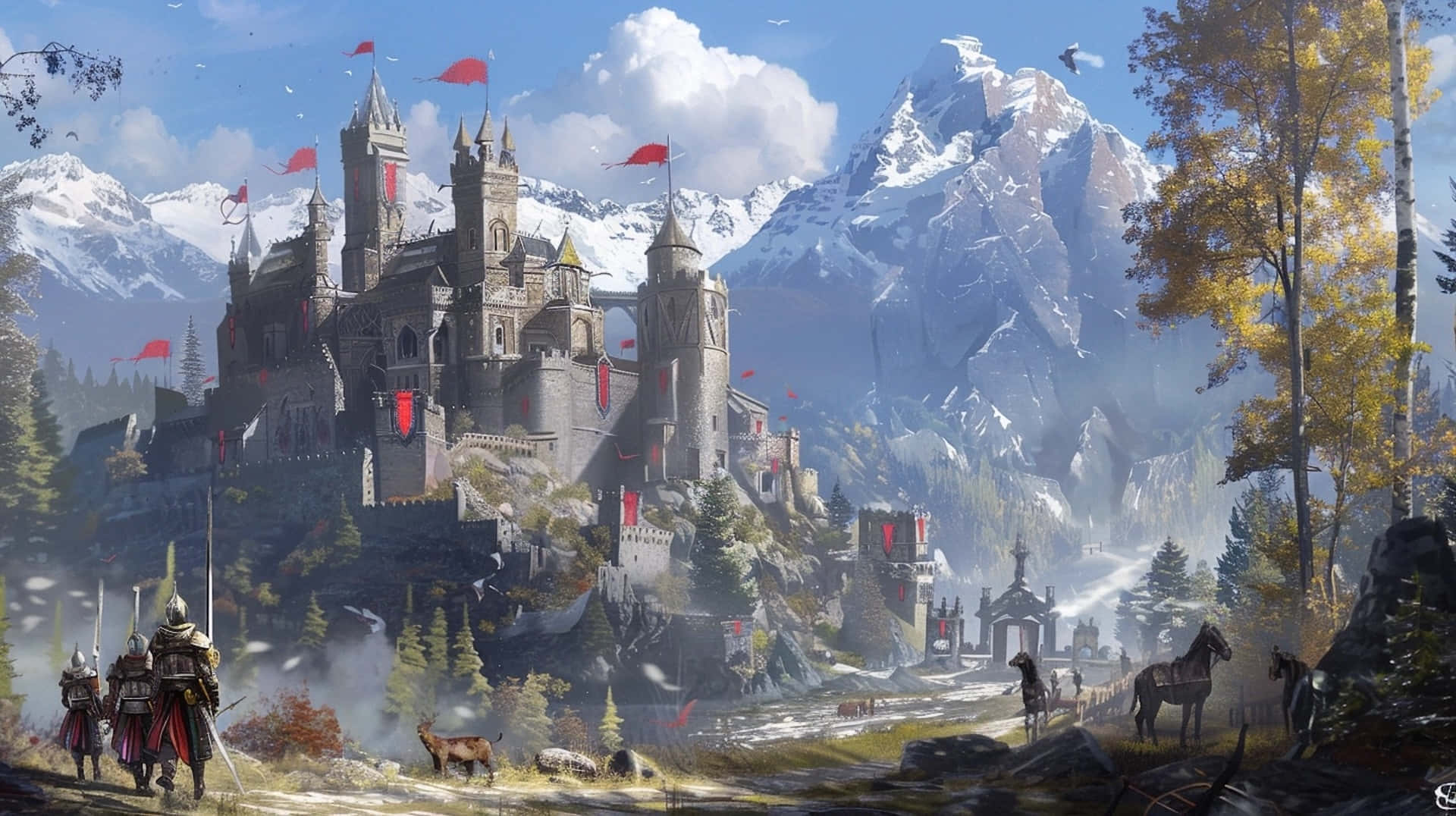 Majestic_ Mountain_ Castle_ Fantasy_ Scene Background