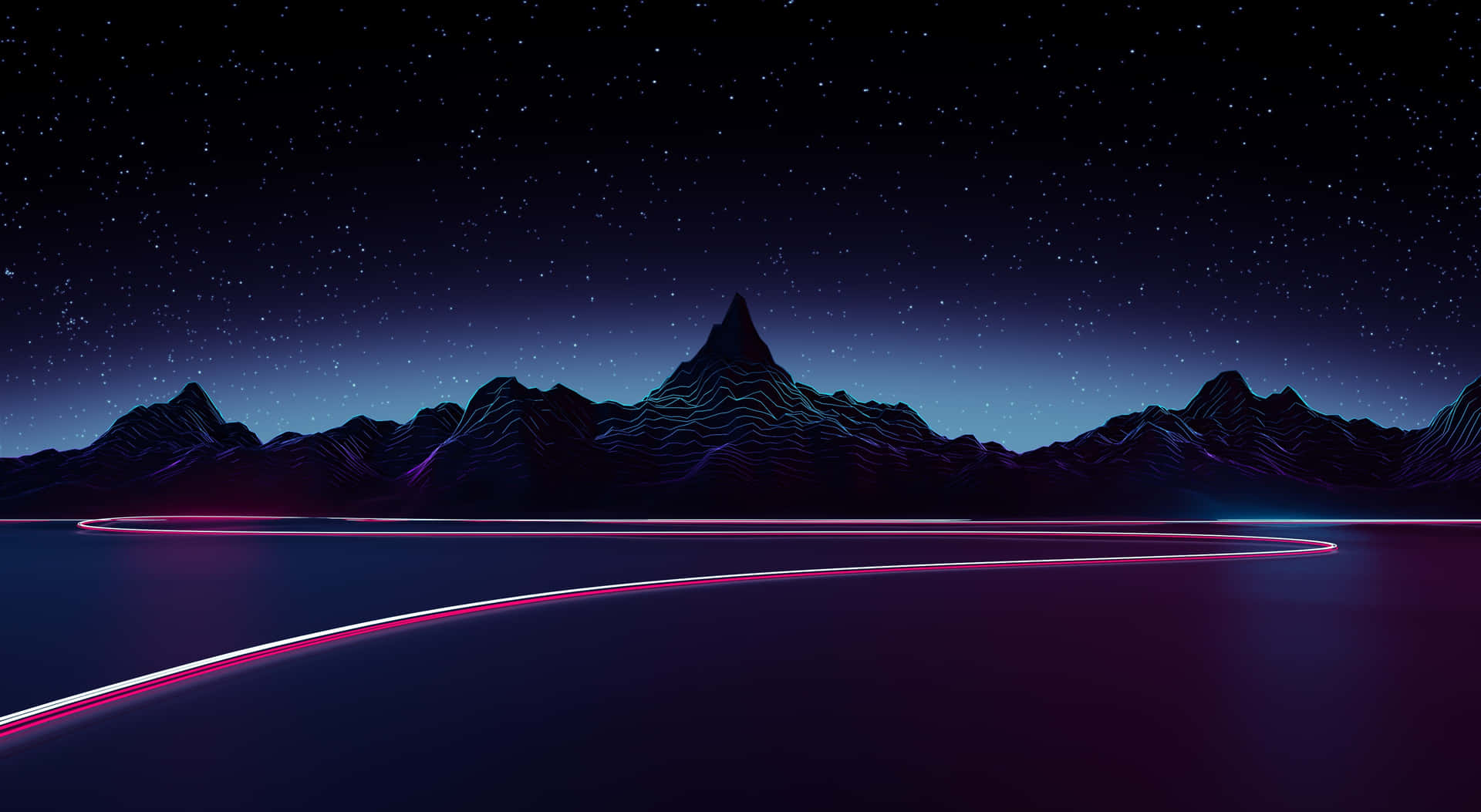 Majestic Mountains By The Highway At Night