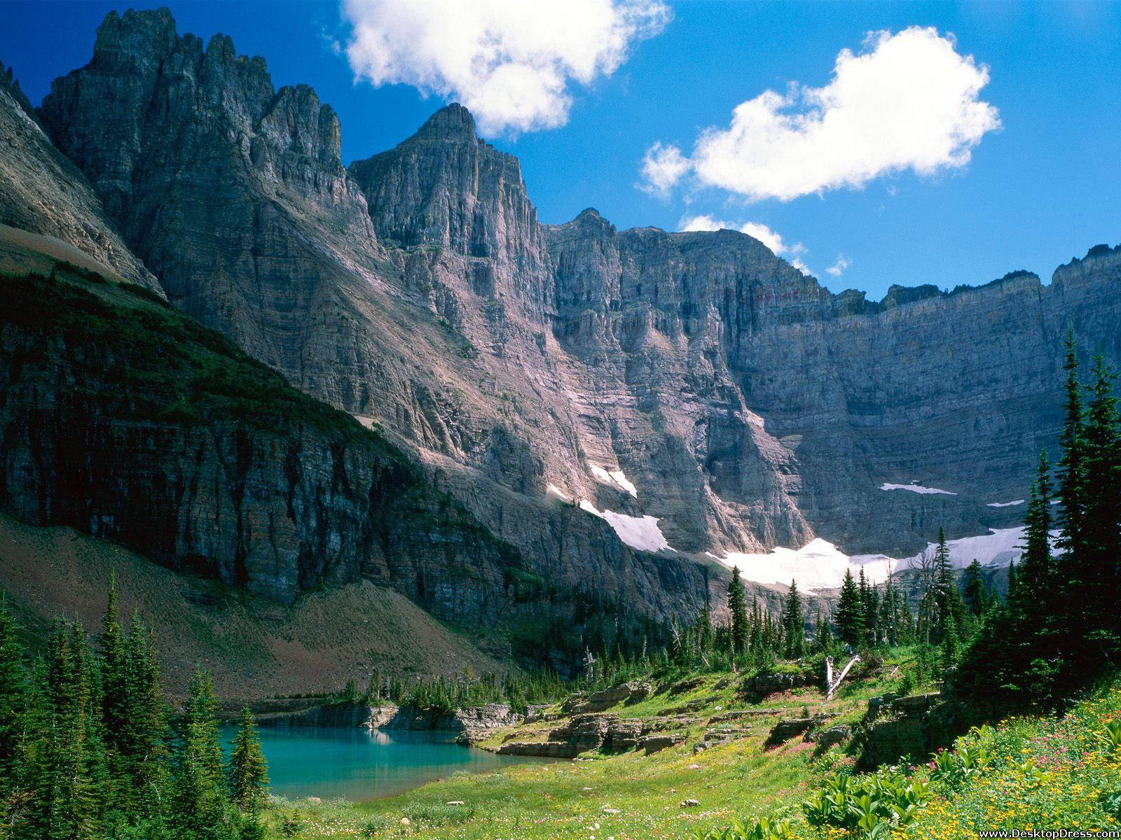 Majestic Mountains Of Glacier National Park Background