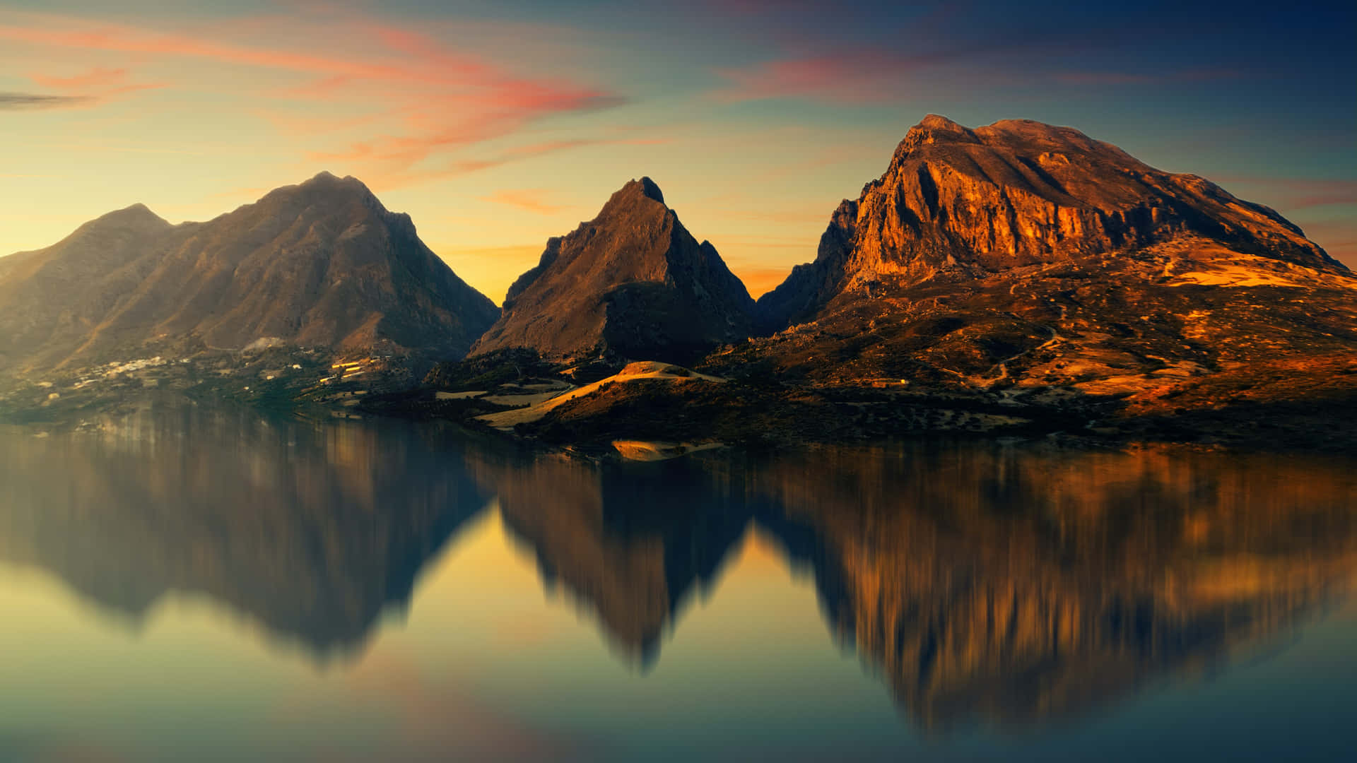 Majestic Mountains Reflected On Water
