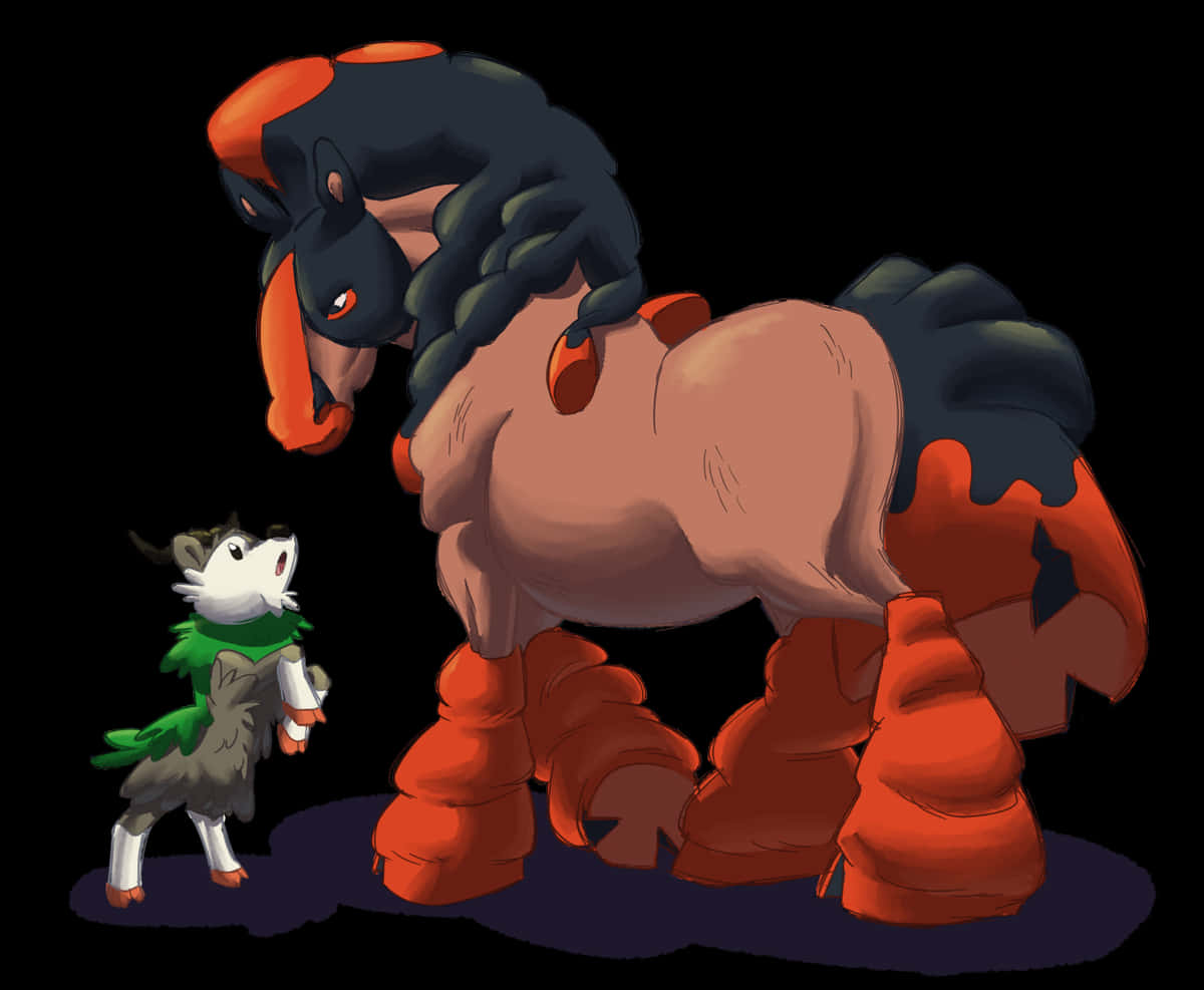Majestic Mudsdale With Skiddo In A Thrilling Pose. Background