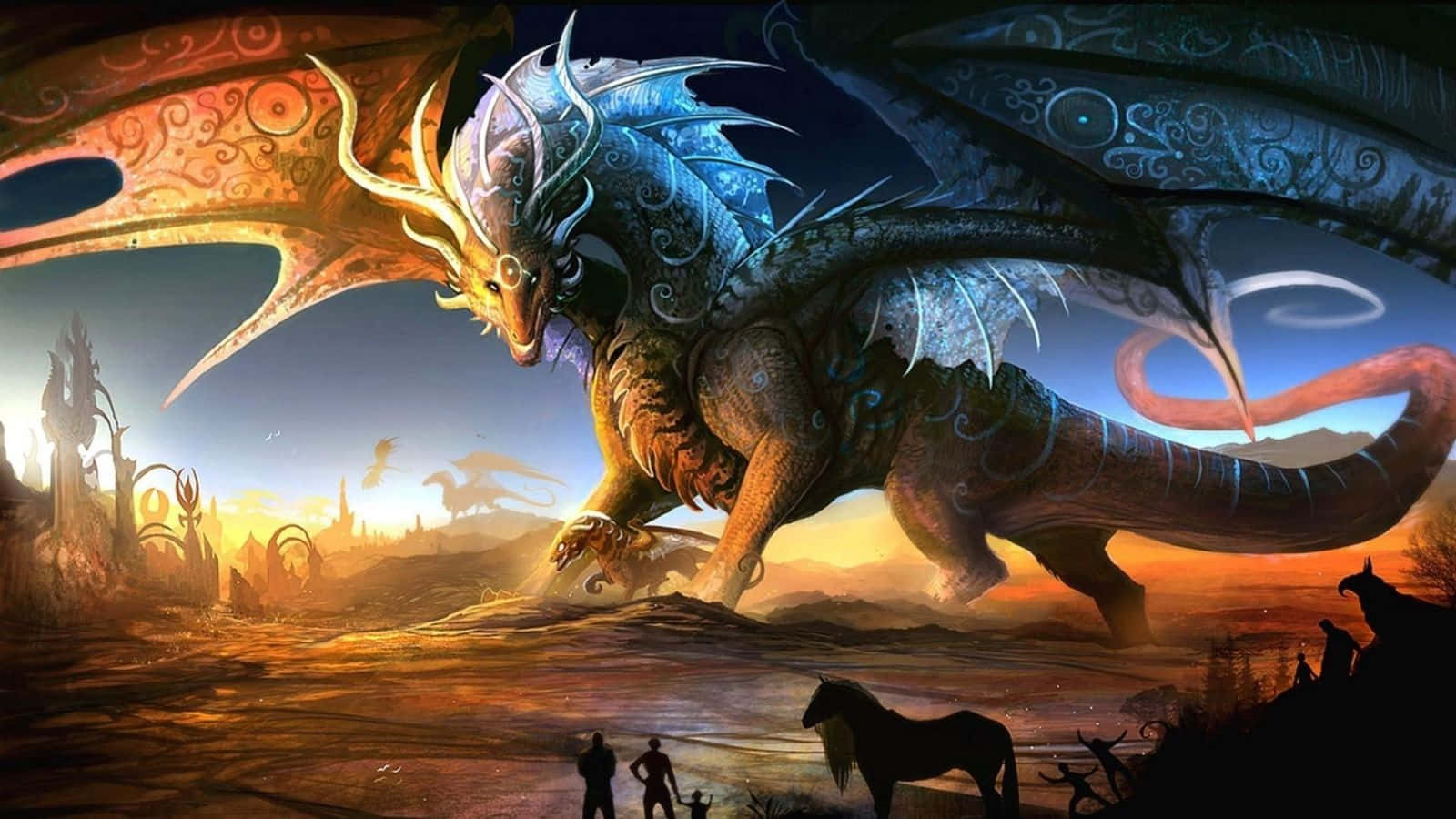 Majestic Mythical Dragon Background