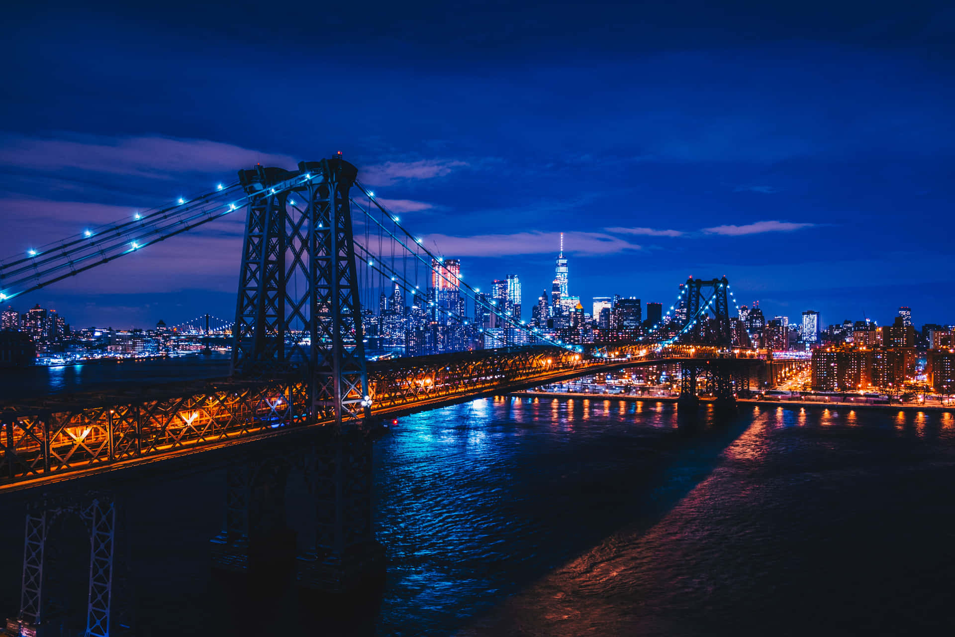 Majestic New York City Skyline At Dusk Background