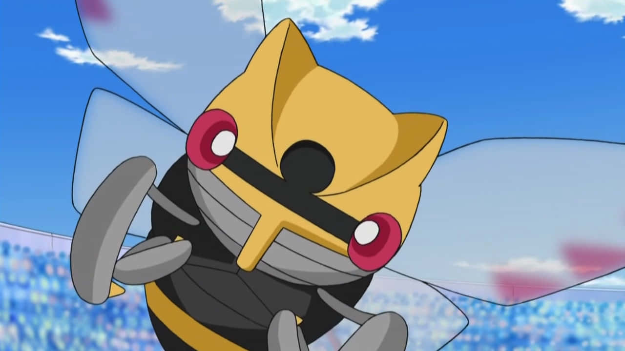 Majestic Ninjask Flying Under The Brilliant Blue Sky Background