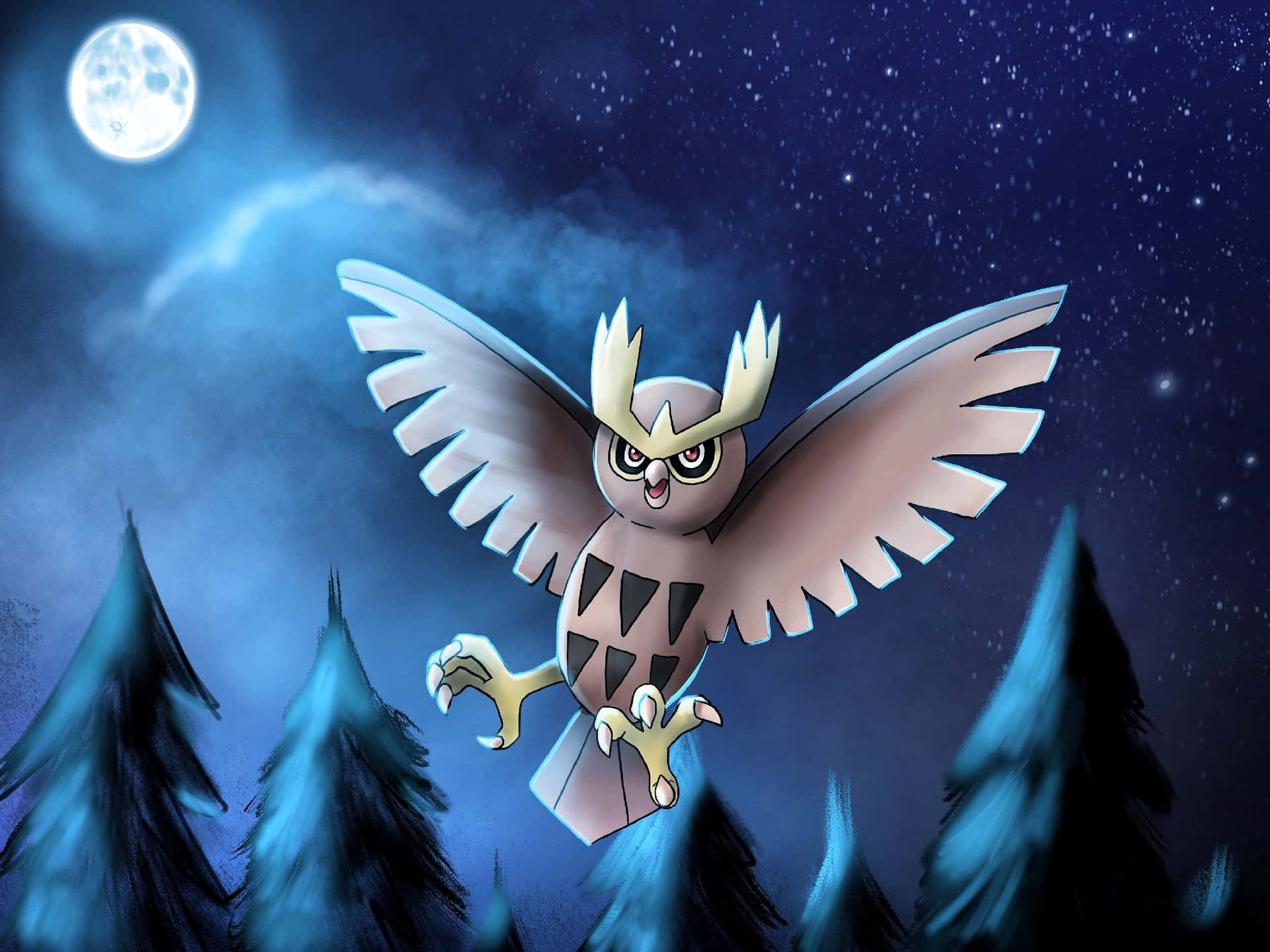 Majestic Noctowl In Moonlight Background