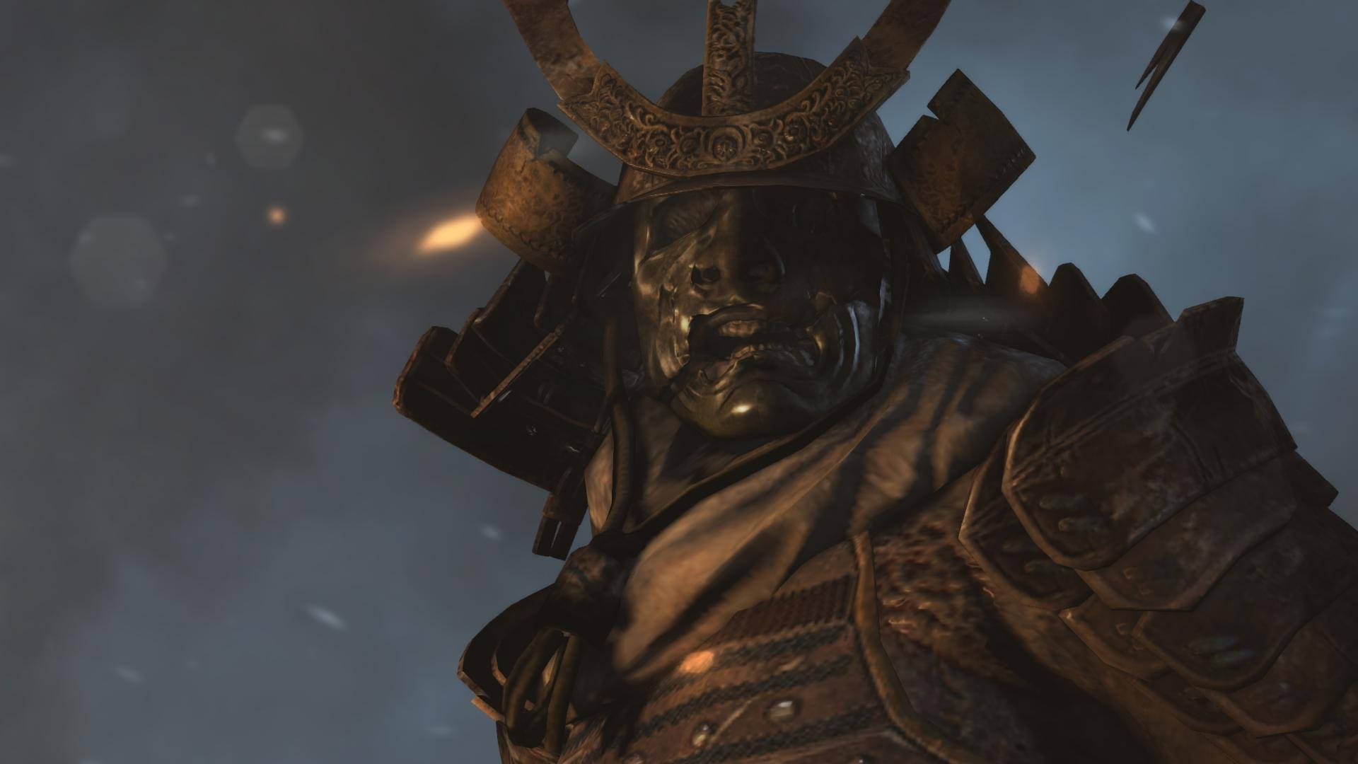 Majestic Oni Mask Under The Turbulent Storm