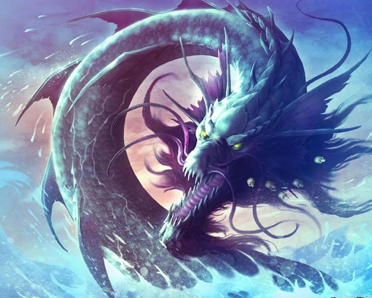 Majestic Oriental Dragon In Anime Artwork