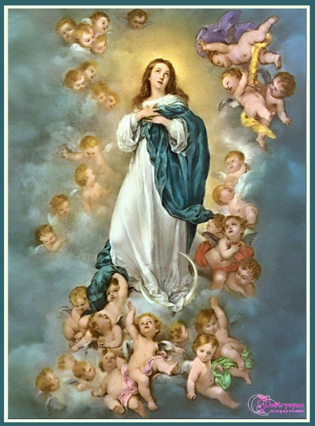 Majestic Painting Of Virgin Mary Background