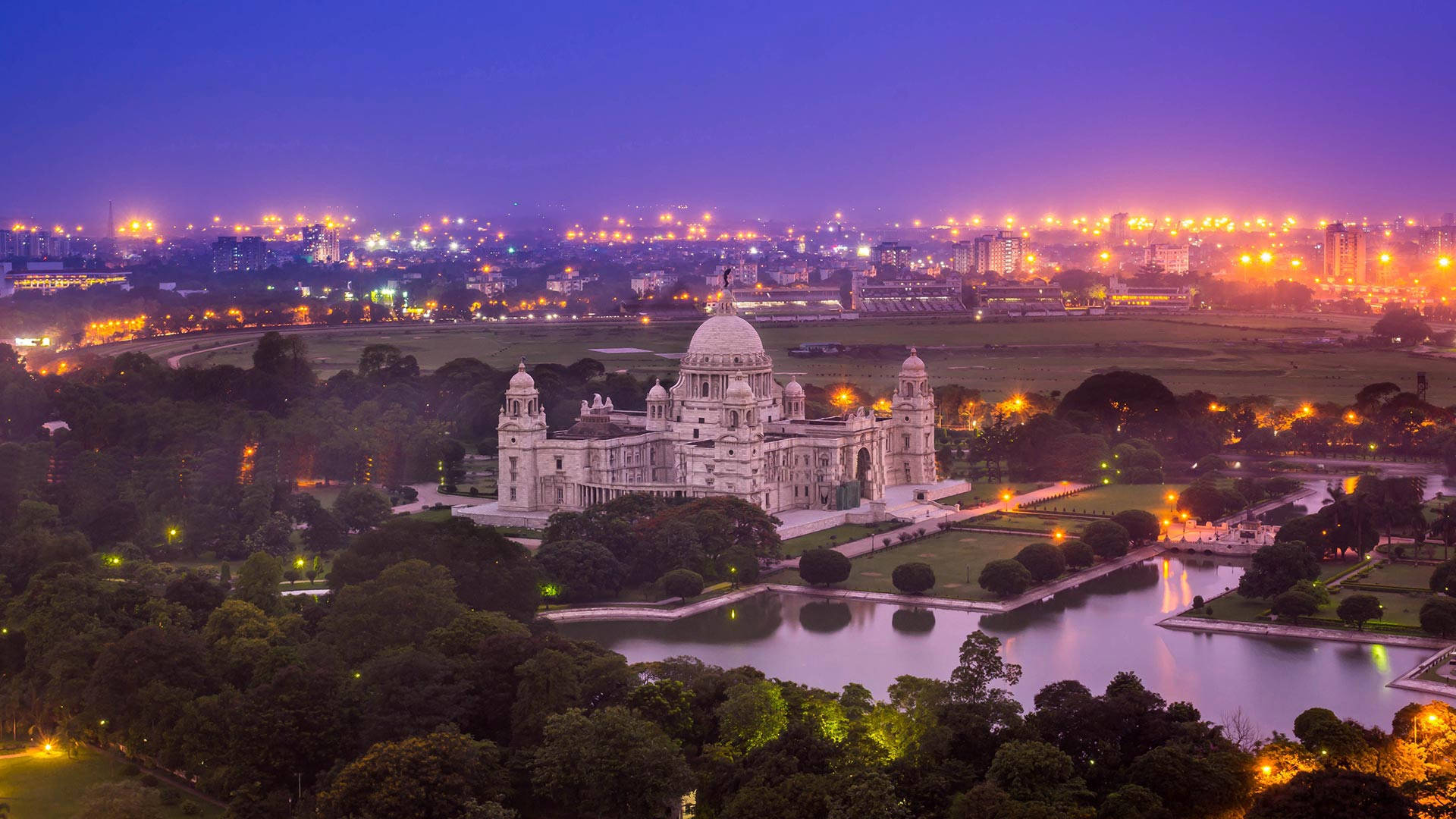 Majestic Panorama Of The Kolkata Marble Museum Background