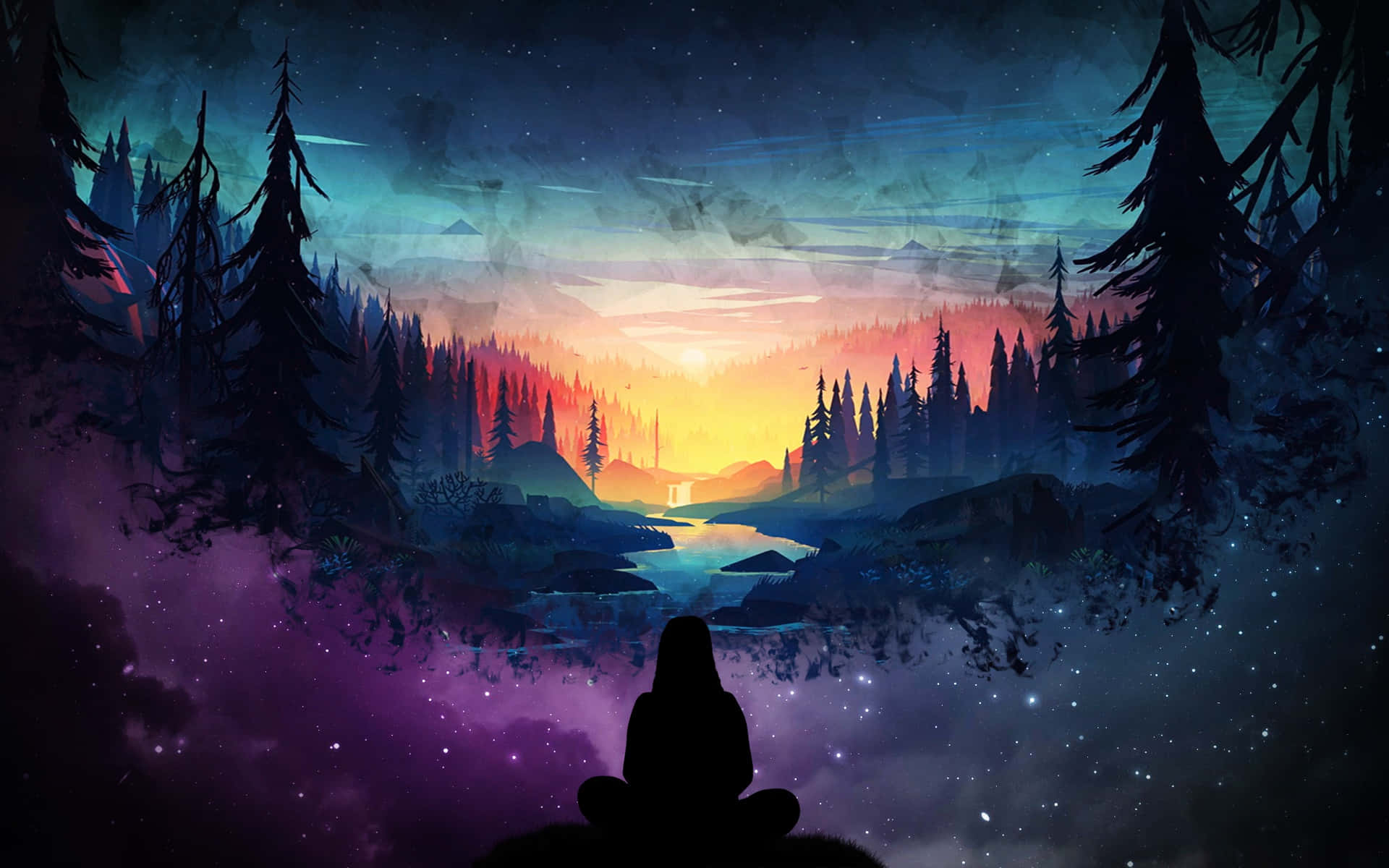 Majestic Pixel Landscape Background