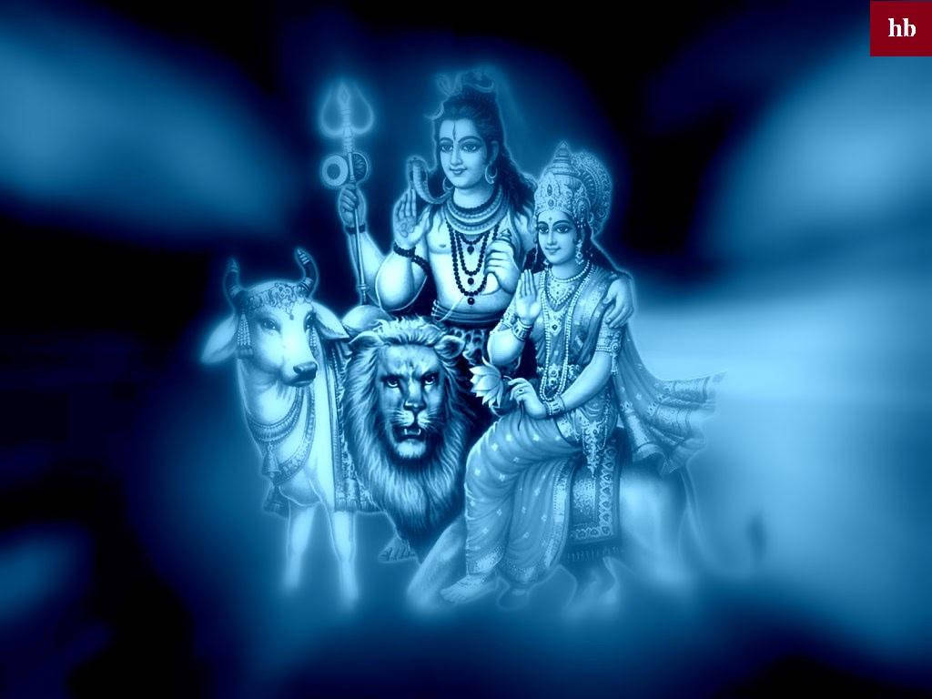 Majestic Portrait Of Shiv Shankar And His Wife Background