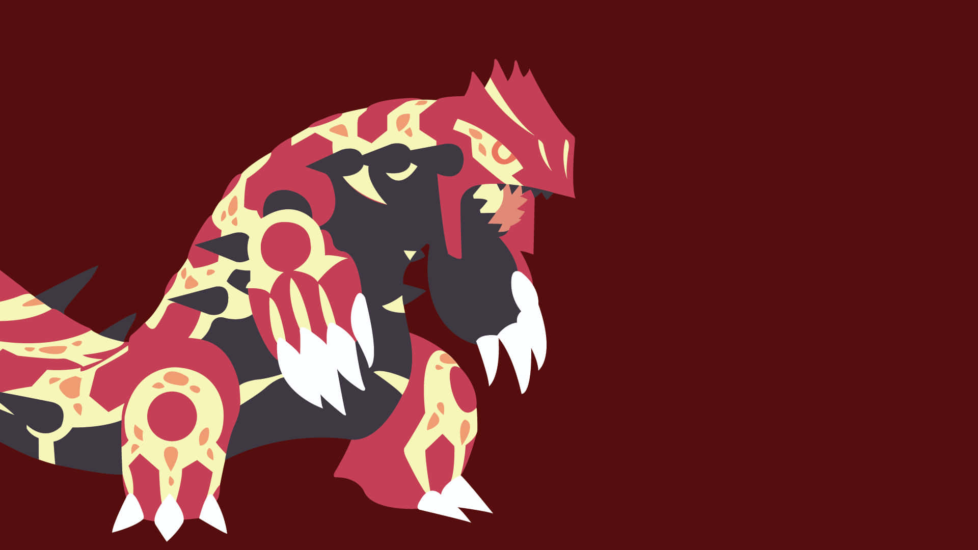 Majestic Primal Groudon Dominating Maroon Landscape Background