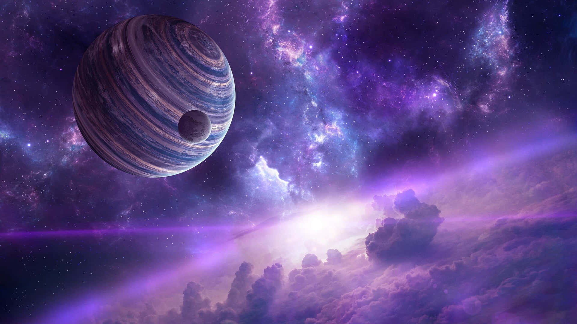 Majestic Purple Gas Giant Space Art Background
