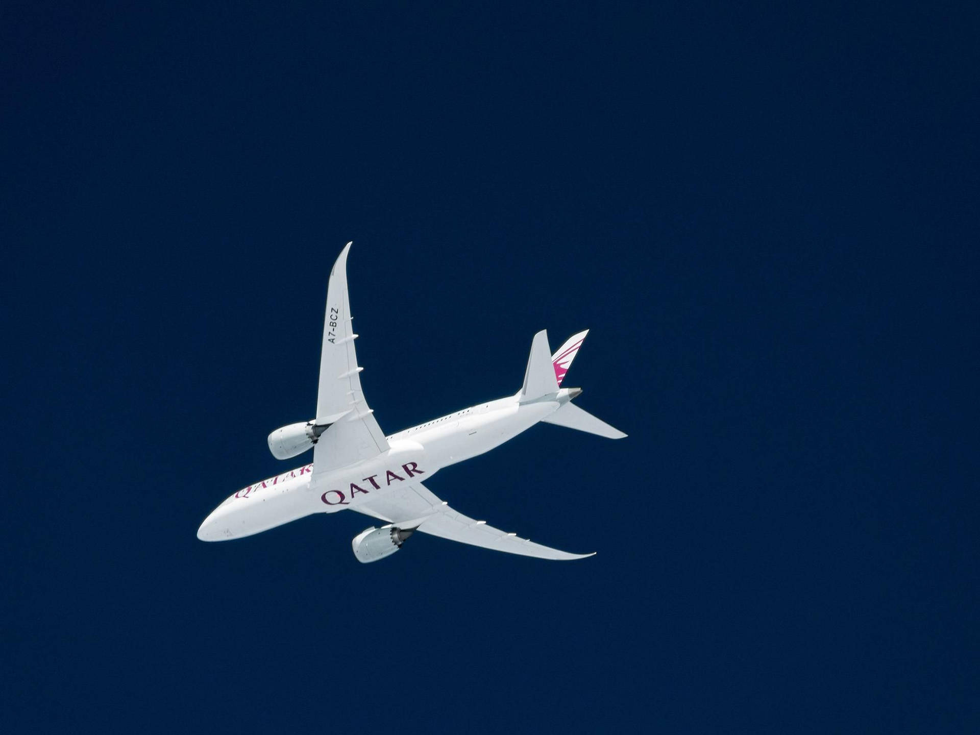 Majestic Qatar Airways Plane In Full Flight Background