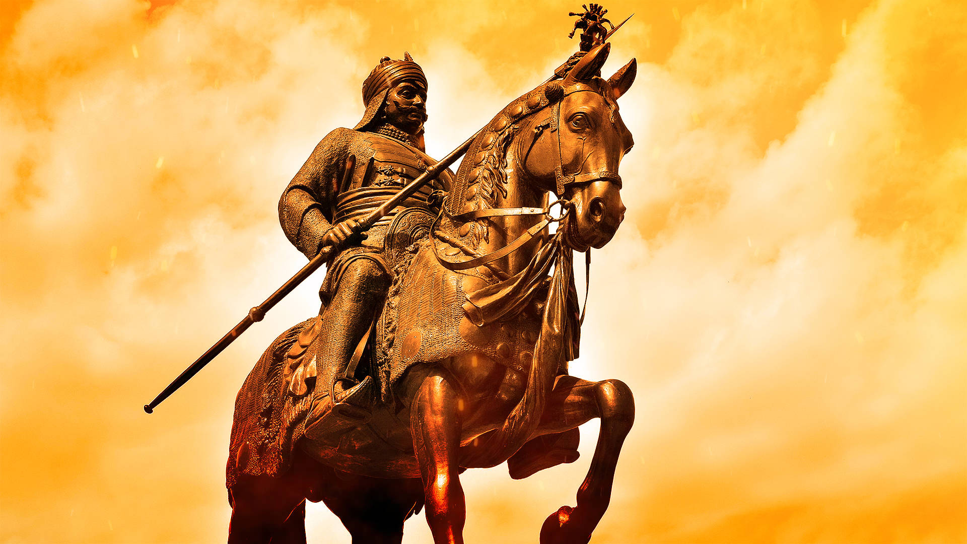 Majestic Rajputana Warrior On Horseback Background