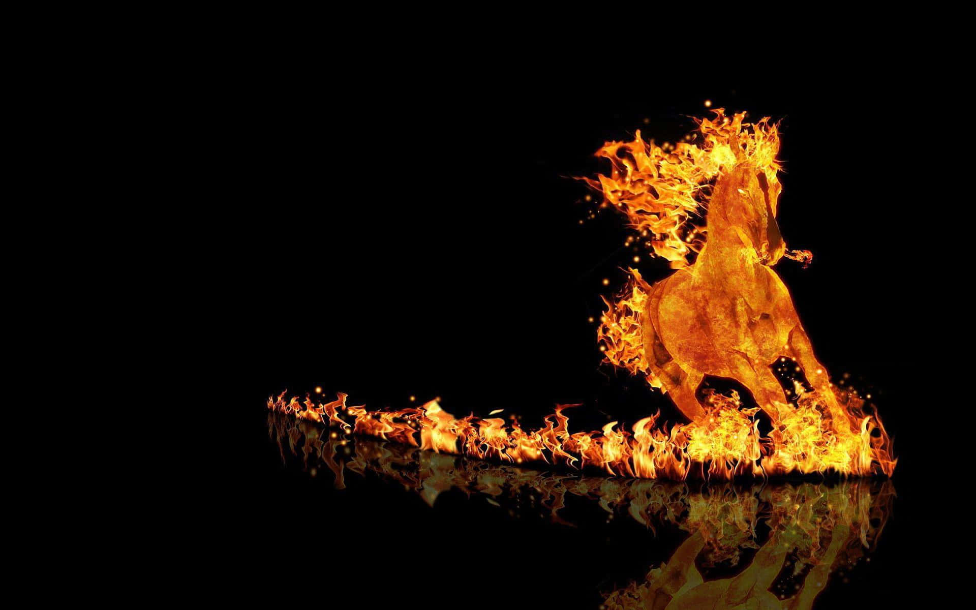 Majestic Rapidash Galloping Against Fiery Background