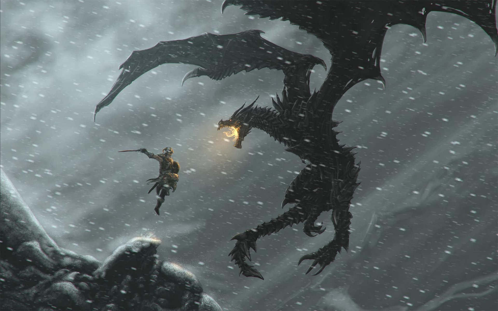 Majestic Real Dragon In Fairy Tale Landscape Background