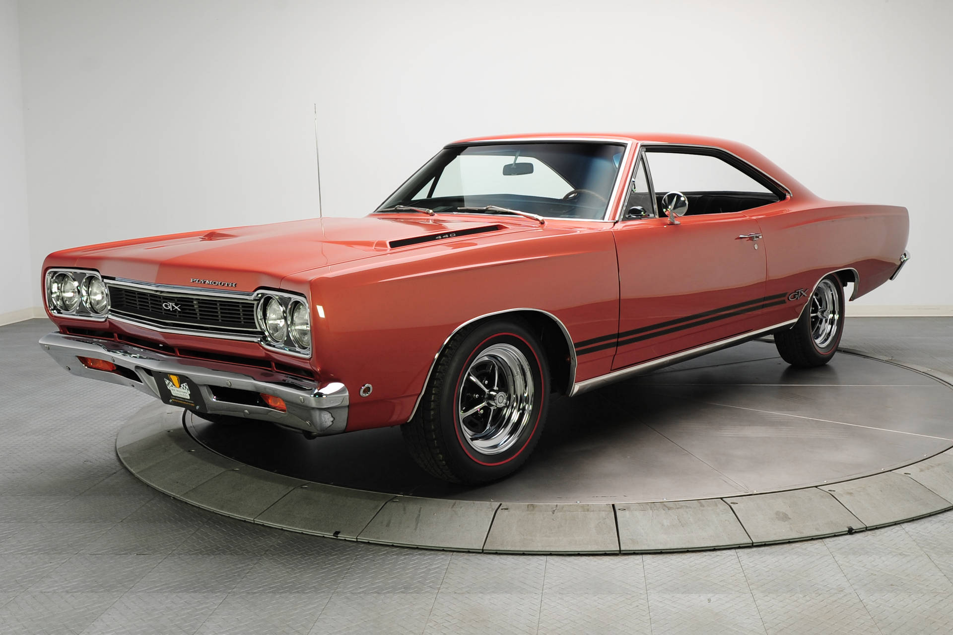 Majestic Red 1968 Plymouth Gtx Classic Car Background