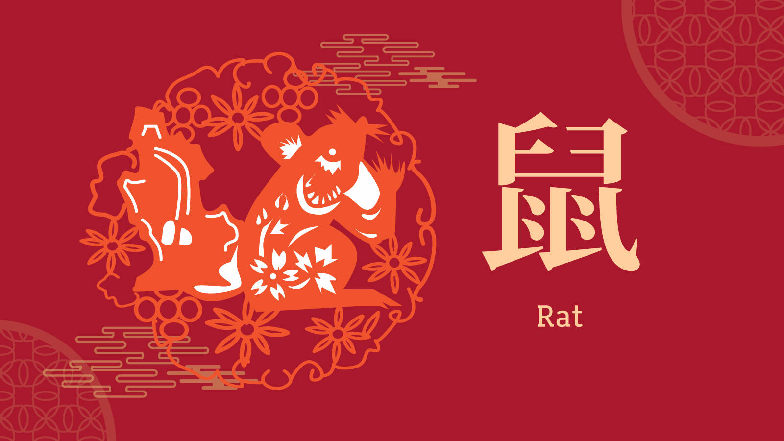 Majestic Red Chinese Rat Symbol Background