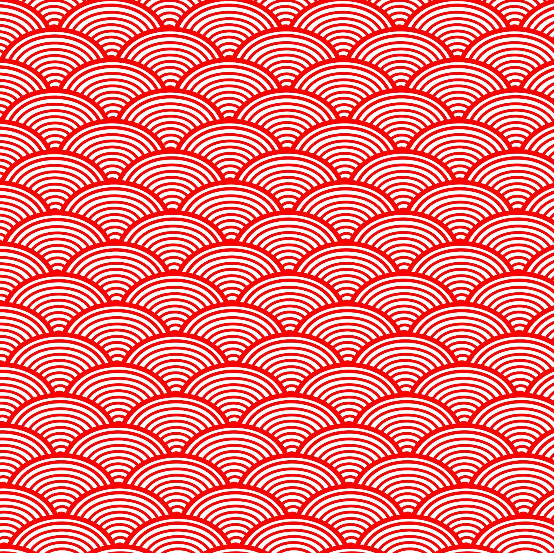 Majestic Red & White Japanese Waves Background