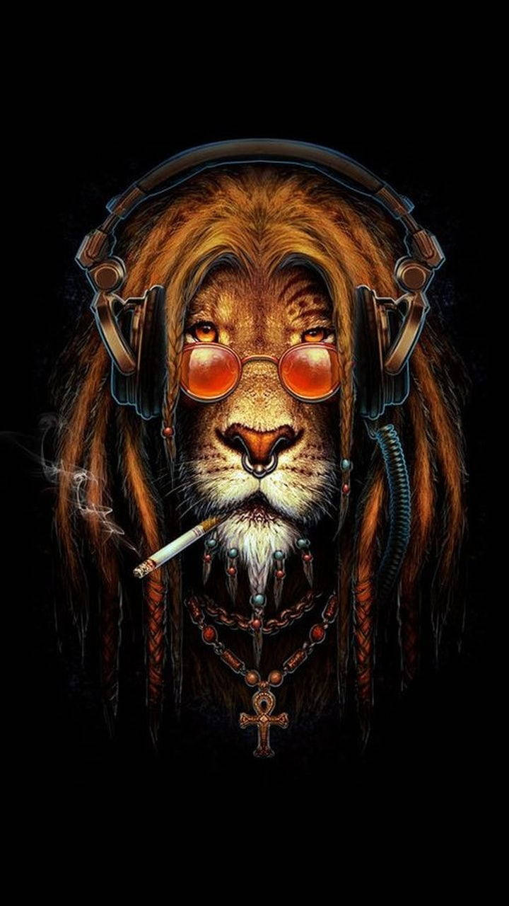 Majestic Reggae Lion On Phone Wallpaper Background