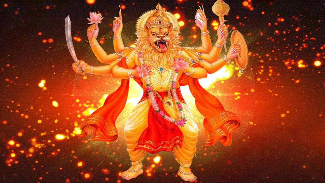 Majestic Representation Of Narasimha Background