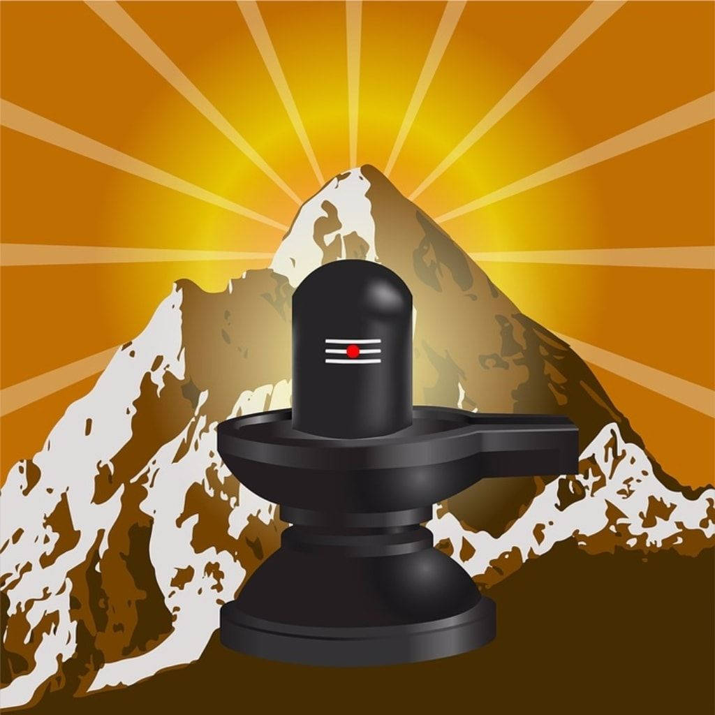 Majestic Representation Of Spiritual Shiva Lingam Amidst The Mountains. Background