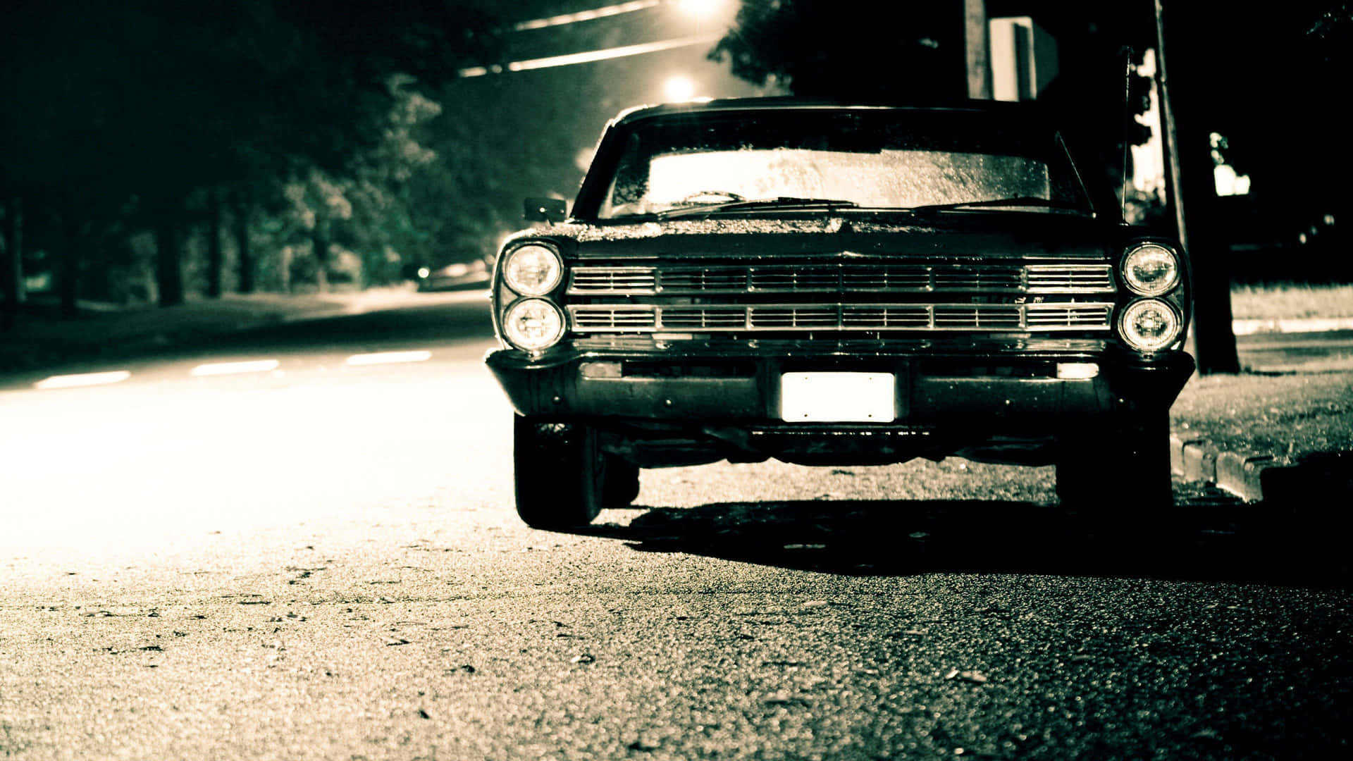 Majestic Ride With The Classic Ford Galaxie Background