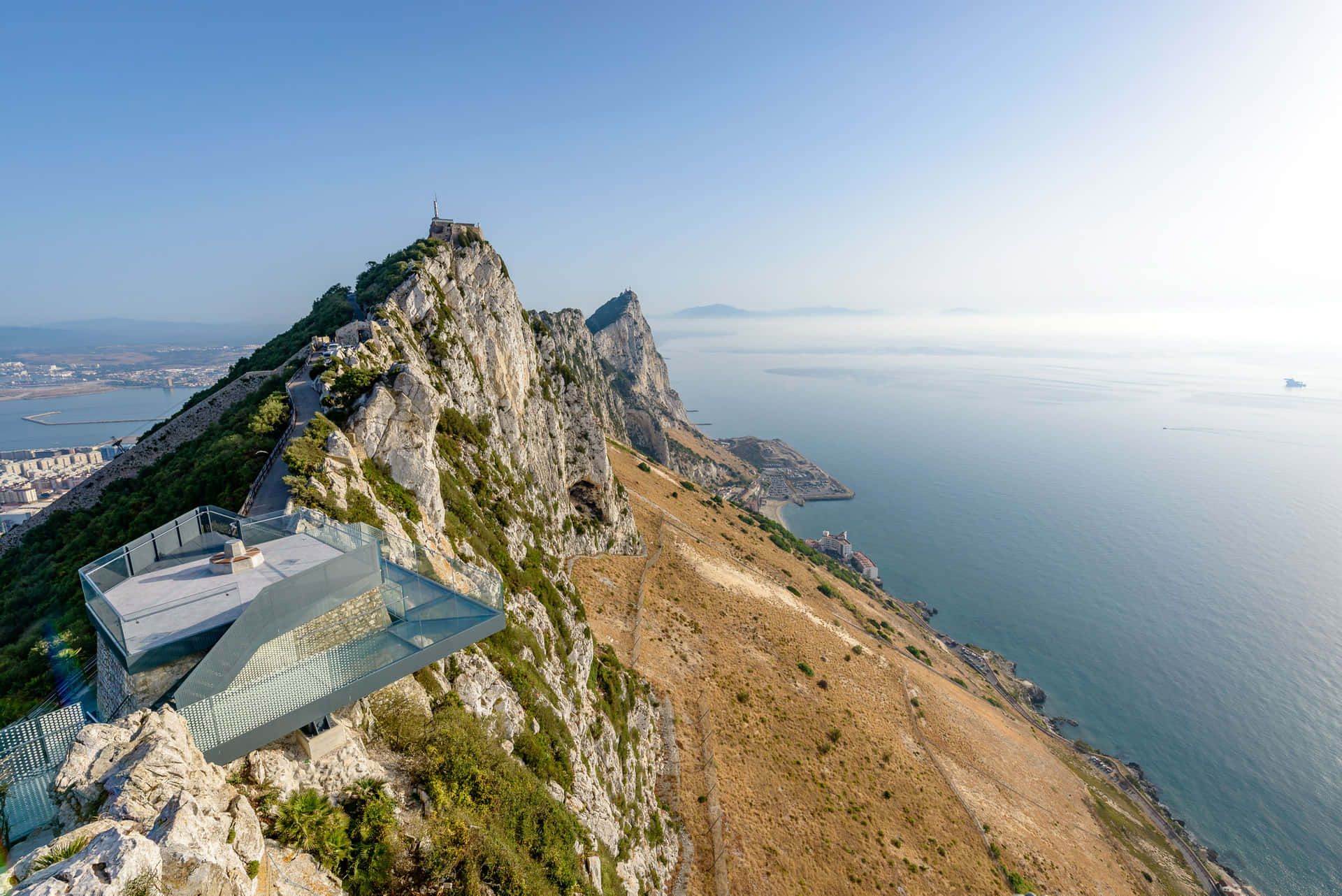 Majestic Rock Of Gibraltar Bathed In Bright Sunlight