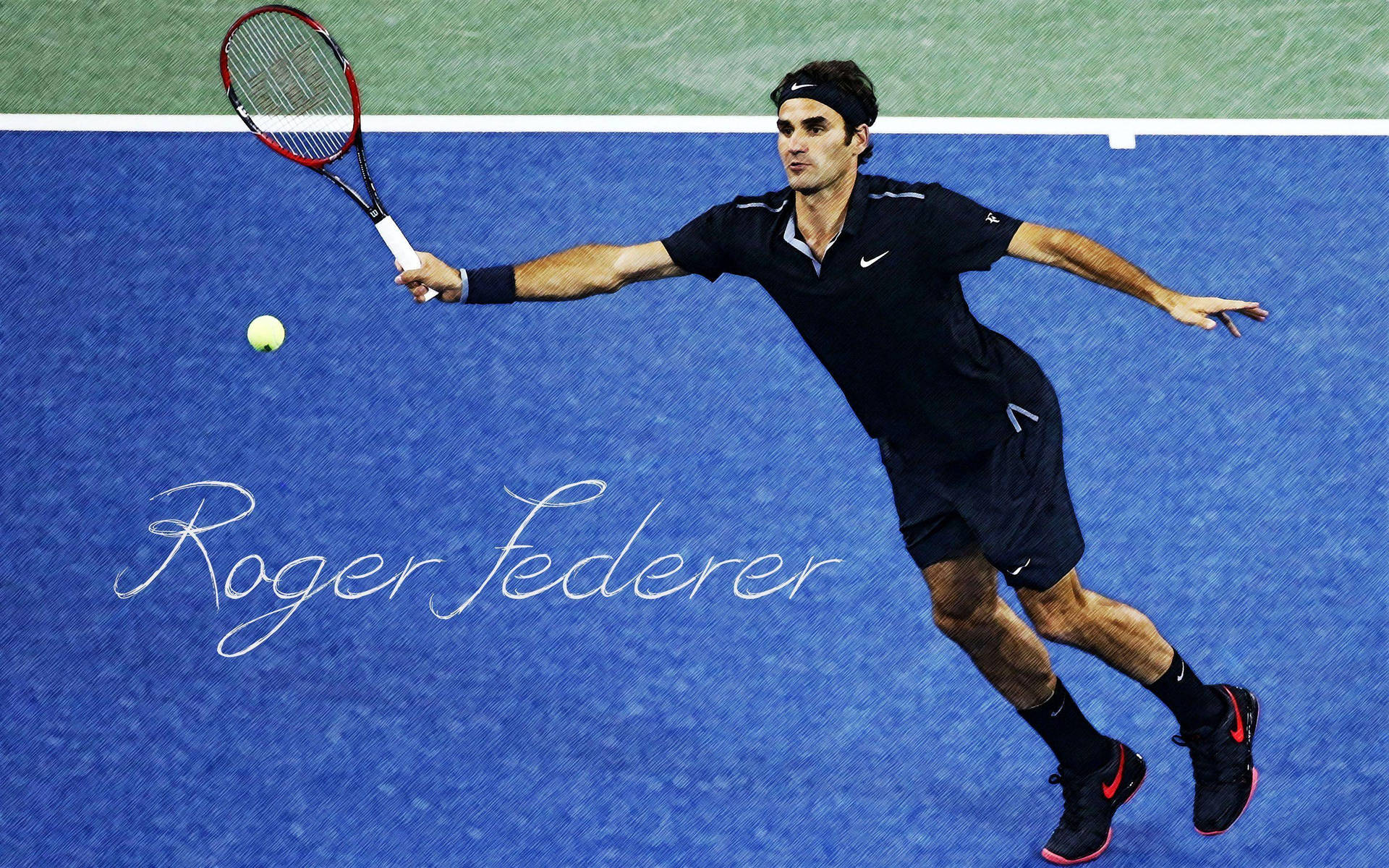 Majestic Roger Federer In Action