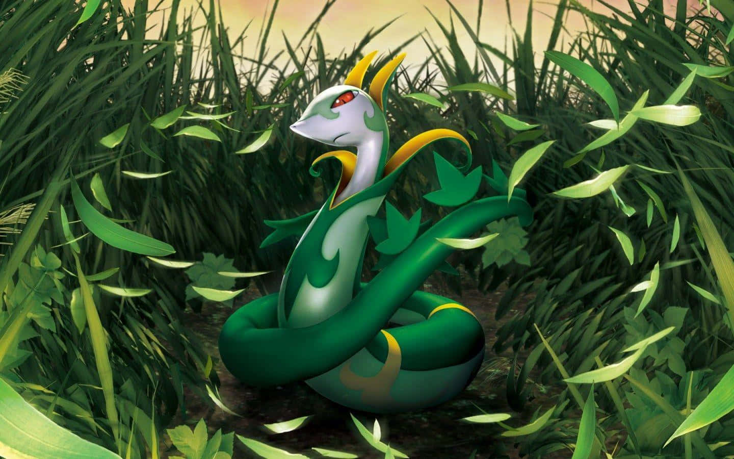 Majestic Serperior Roaming In The Grasslands Background